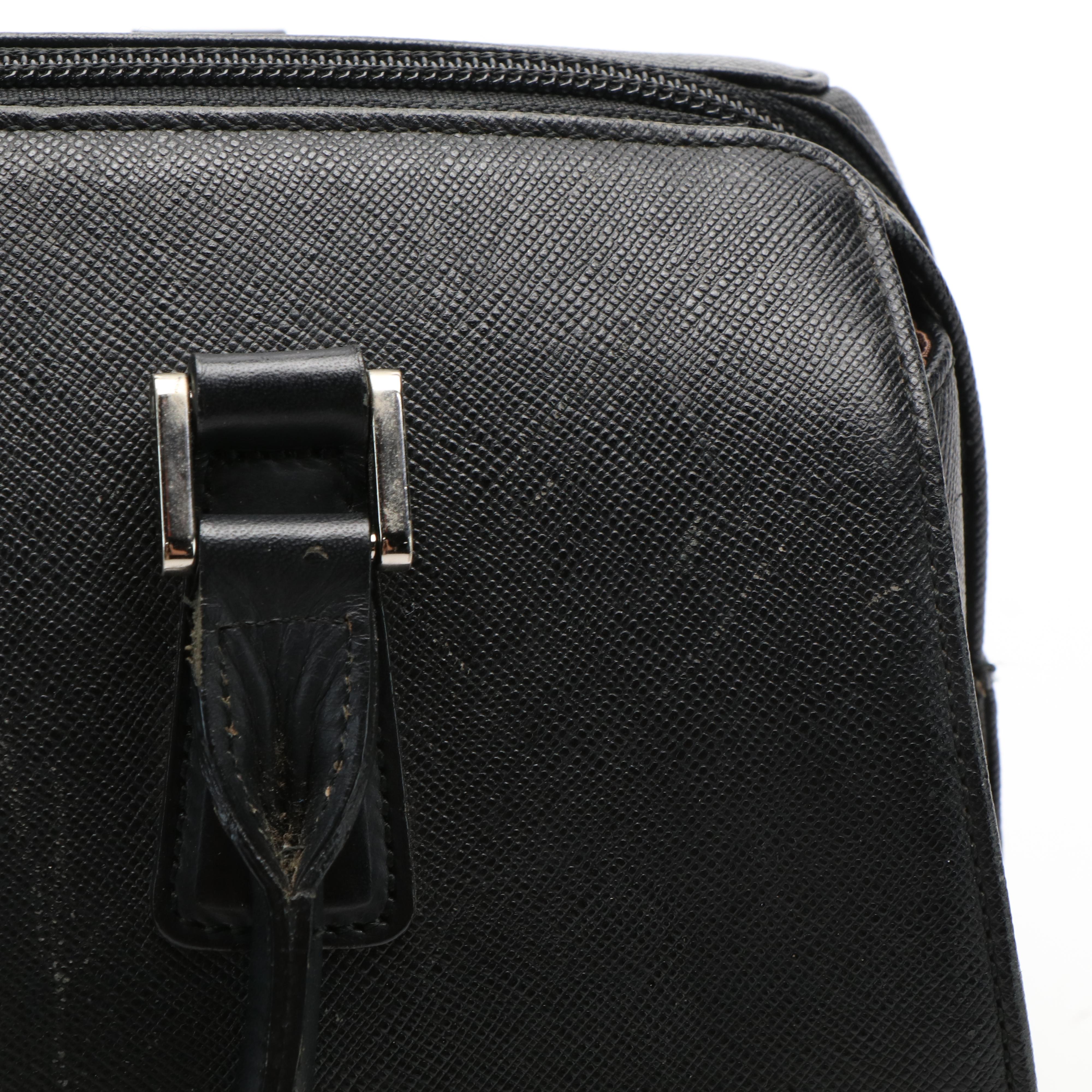 Burberry Mini Boston Bag in Black Saffiano Leather