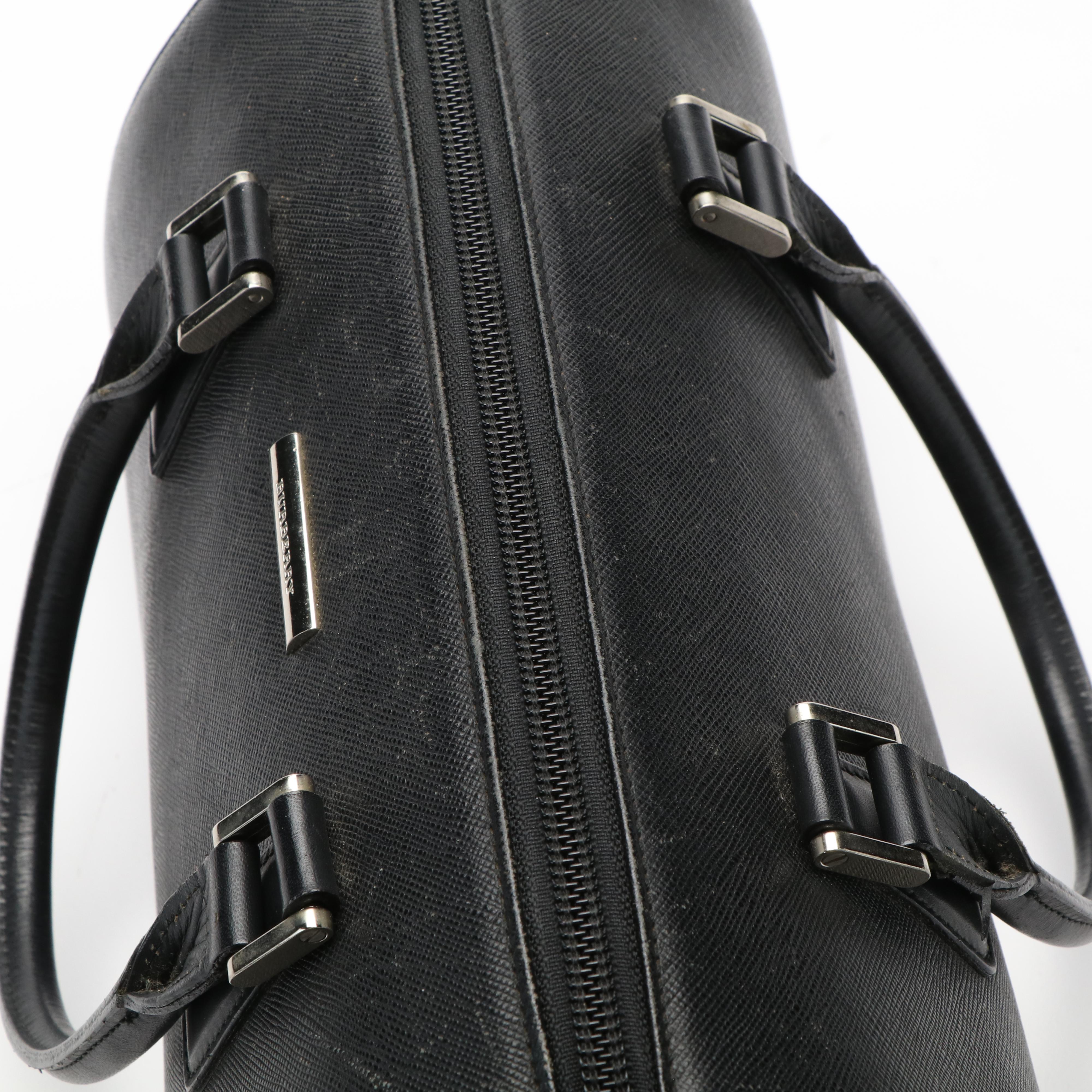 Burberry Mini Boston Bag in Black Saffiano Leather