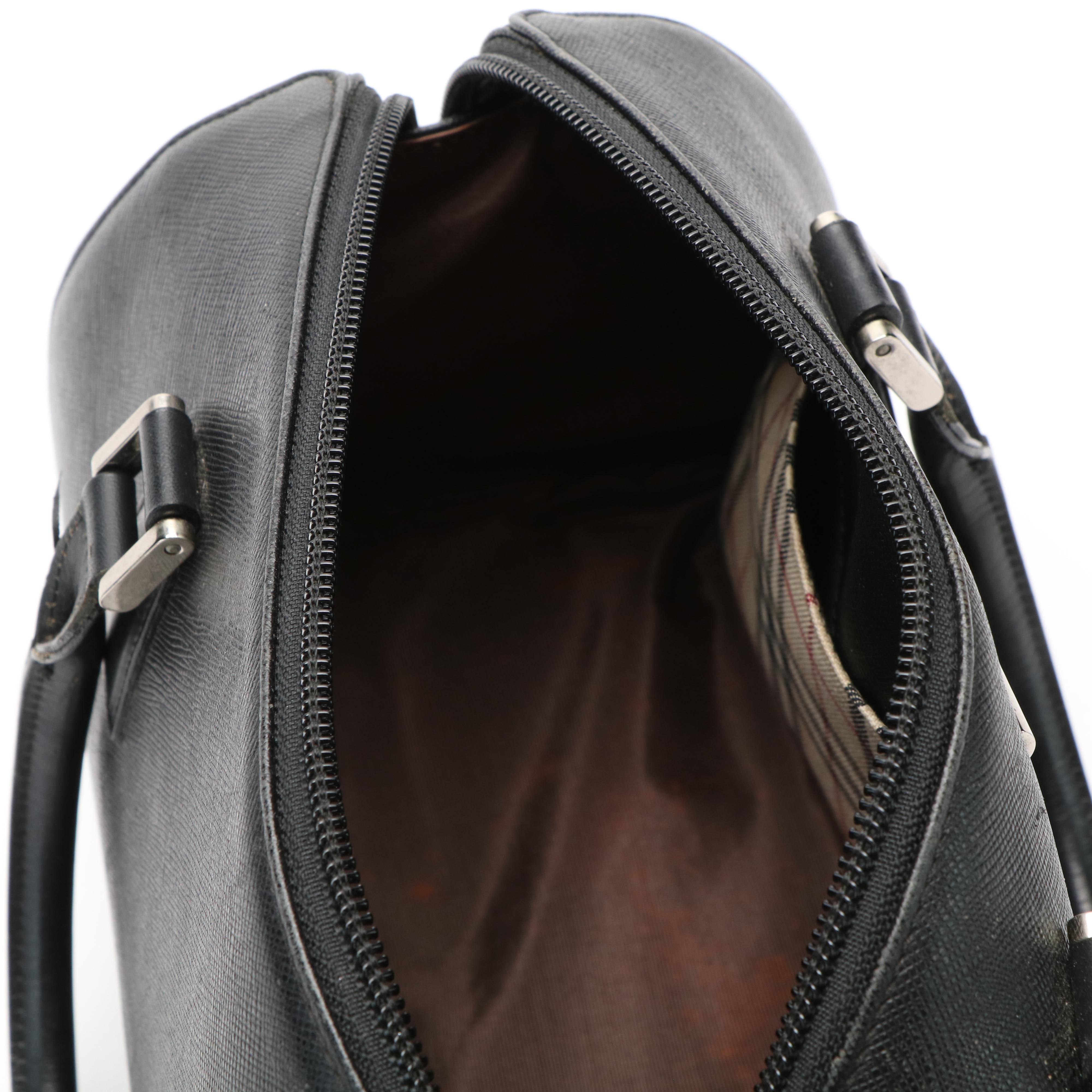 Burberry Mini Boston Bag in Black Saffiano Leather