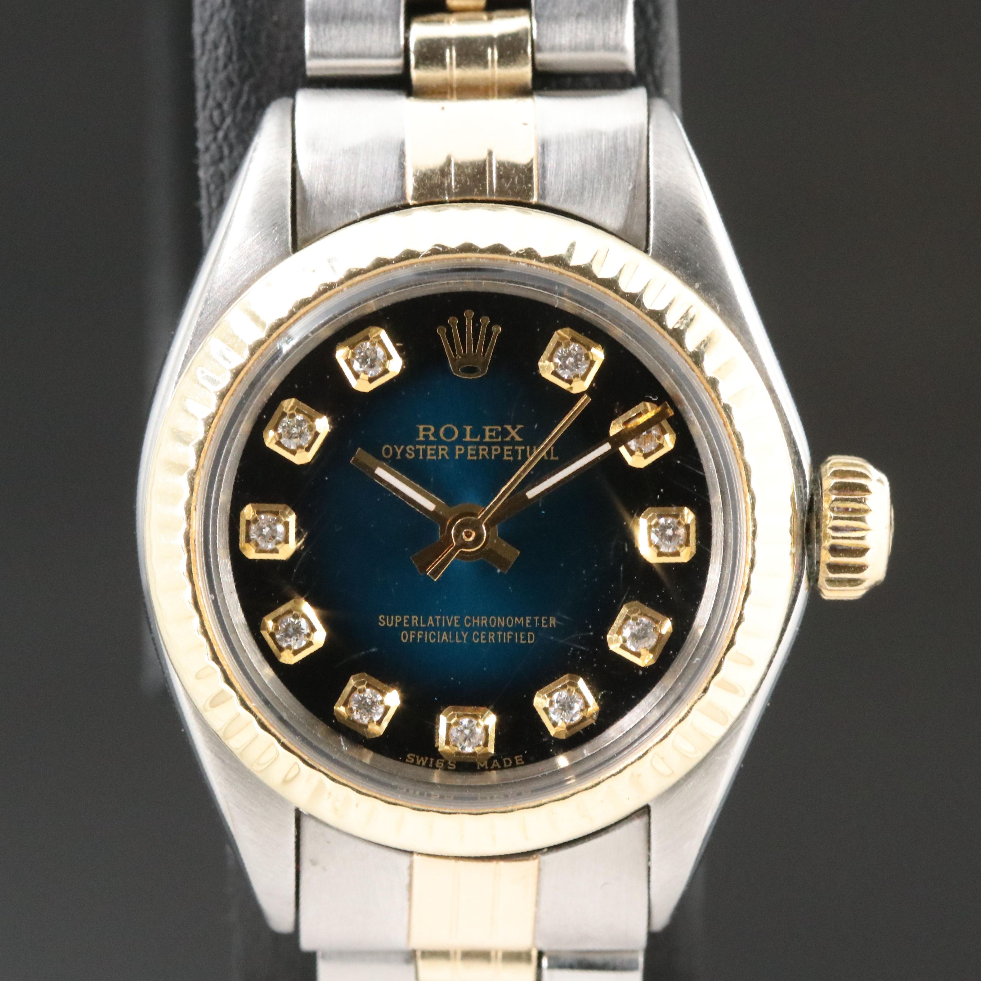 1978 Rolex Oyster Perpetual 6723 Custom Diamond Dial Watch