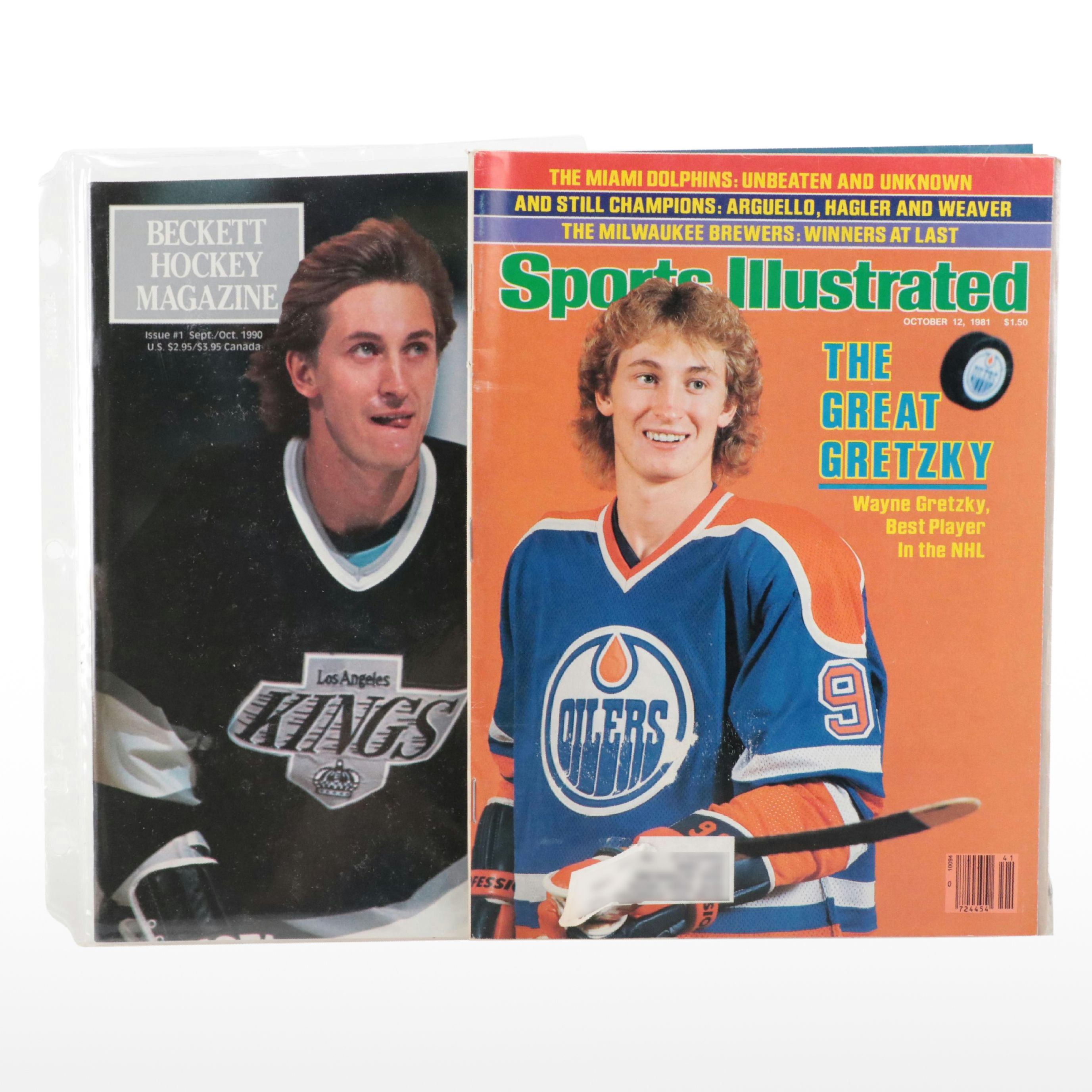 Wayne Gretzky First "Sports Illustrated" and "Beckett Hockey" Magazines