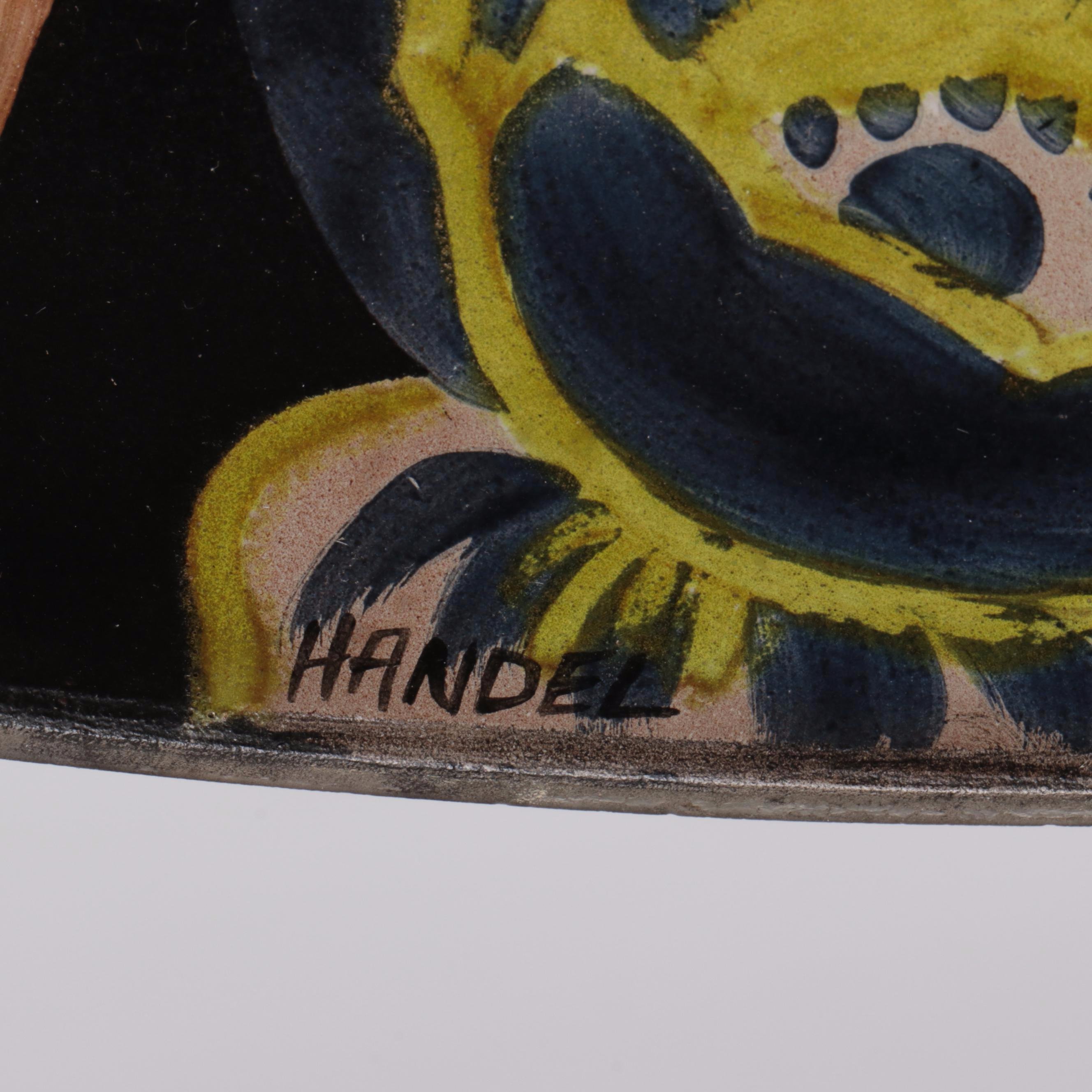 Handel Bronze Lamp & Birds of Paradise Reverse Painted Glass Shade, Early 20th C