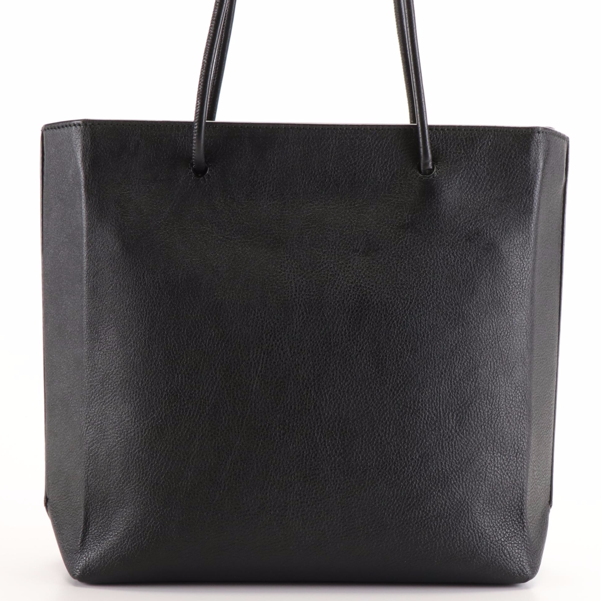 Balenciaga Logo Black Leather Shopping Bag