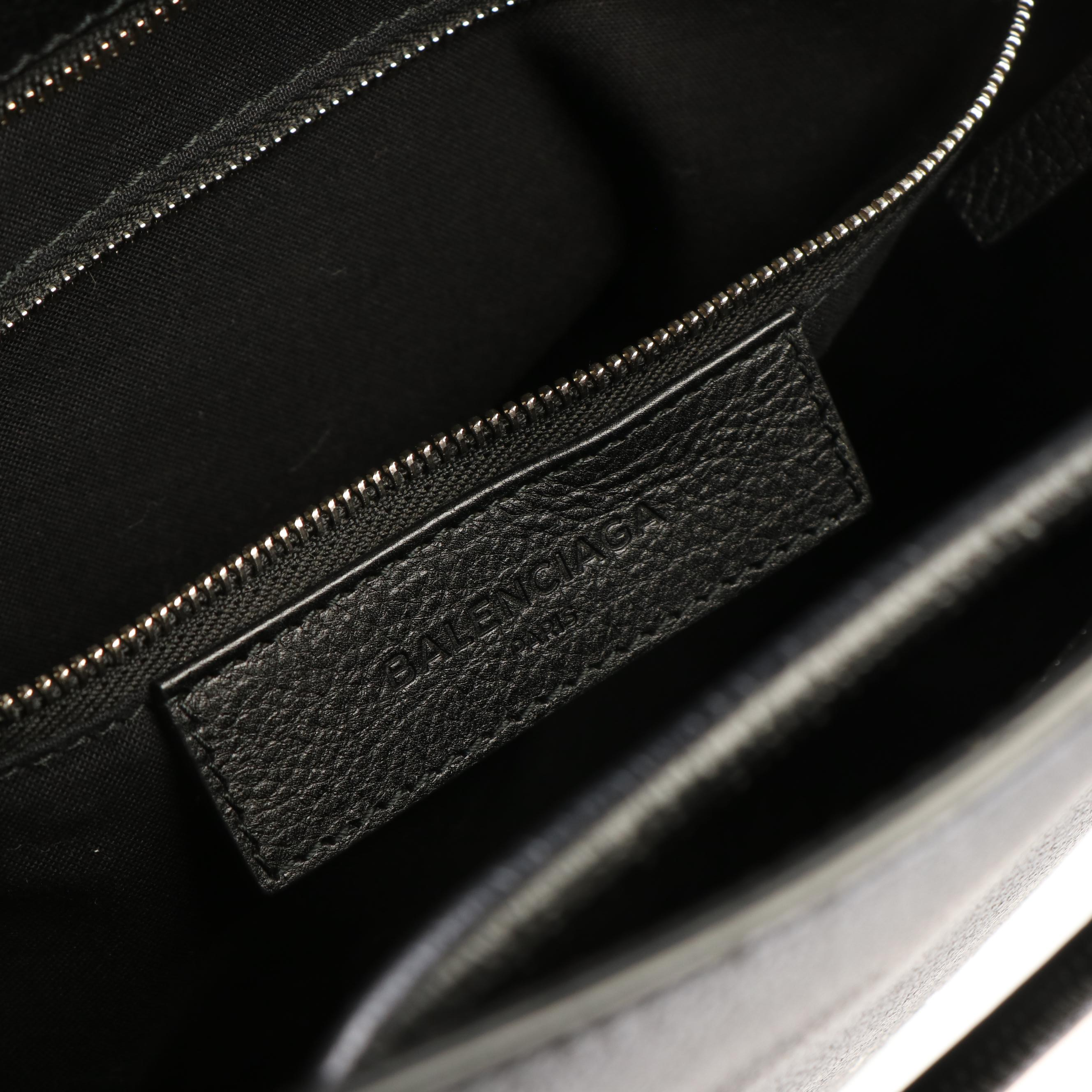 Balenciaga Logo Black Leather Shopping Bag