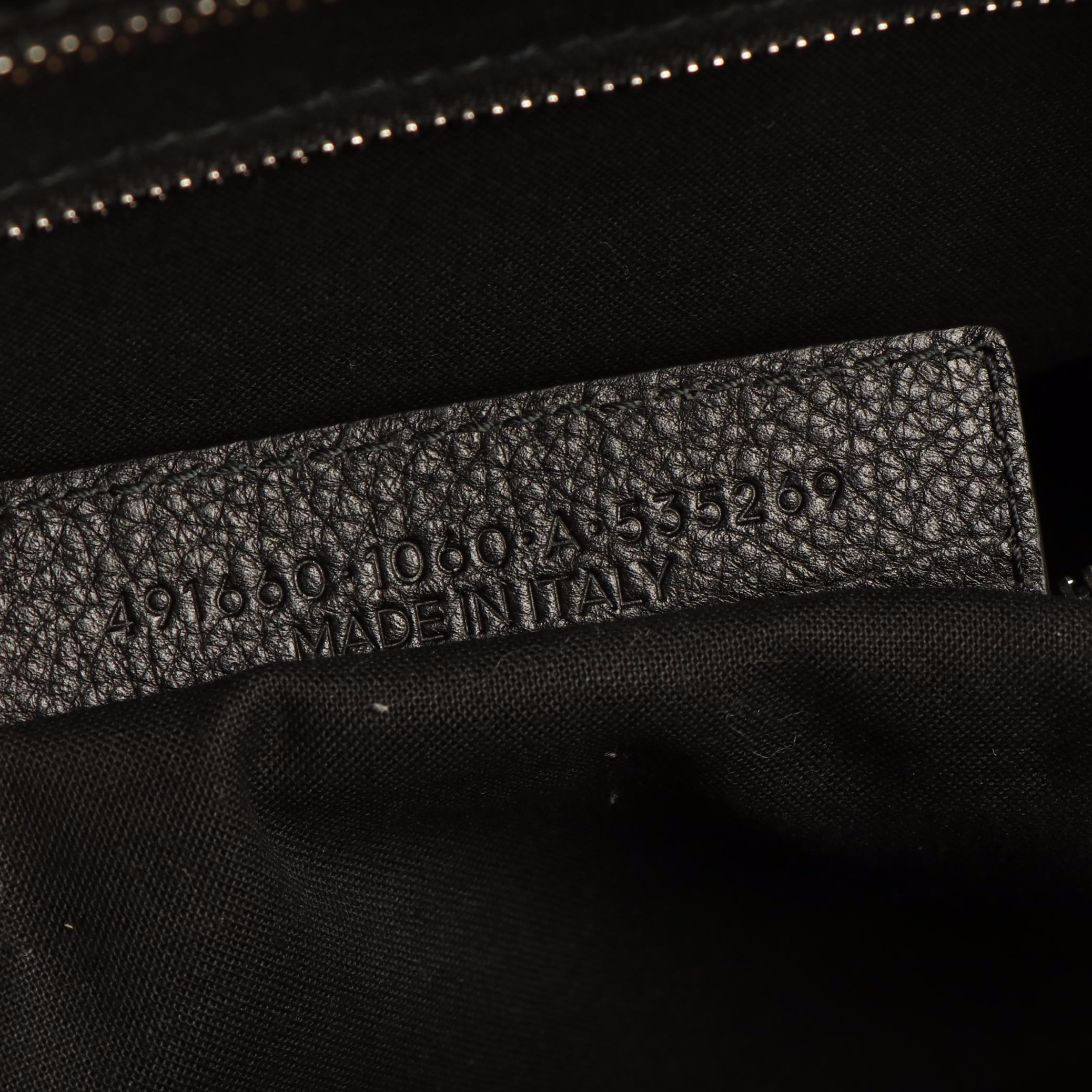 Balenciaga Logo Black Leather Shopping Bag