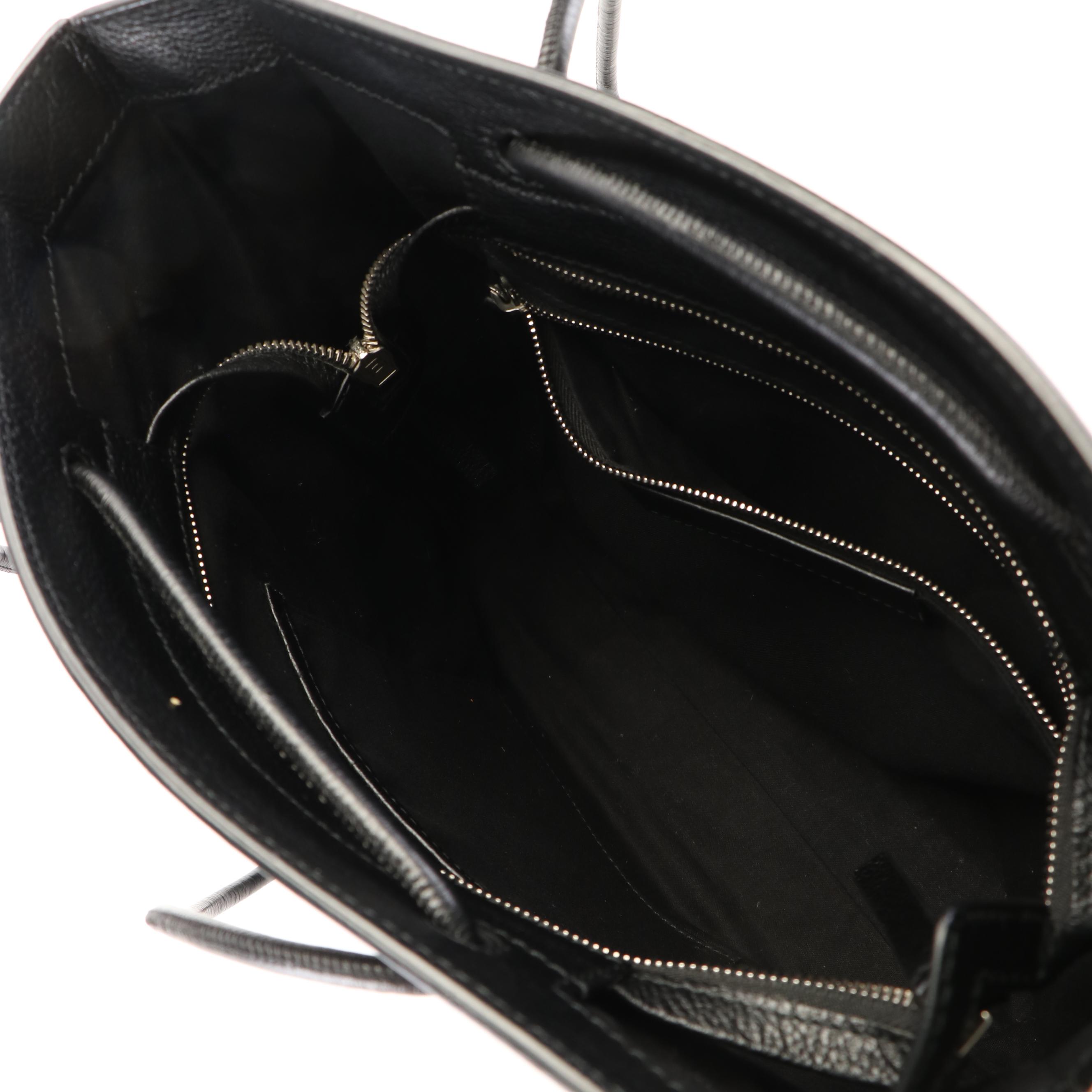 Balenciaga Logo Black Leather Shopping Bag