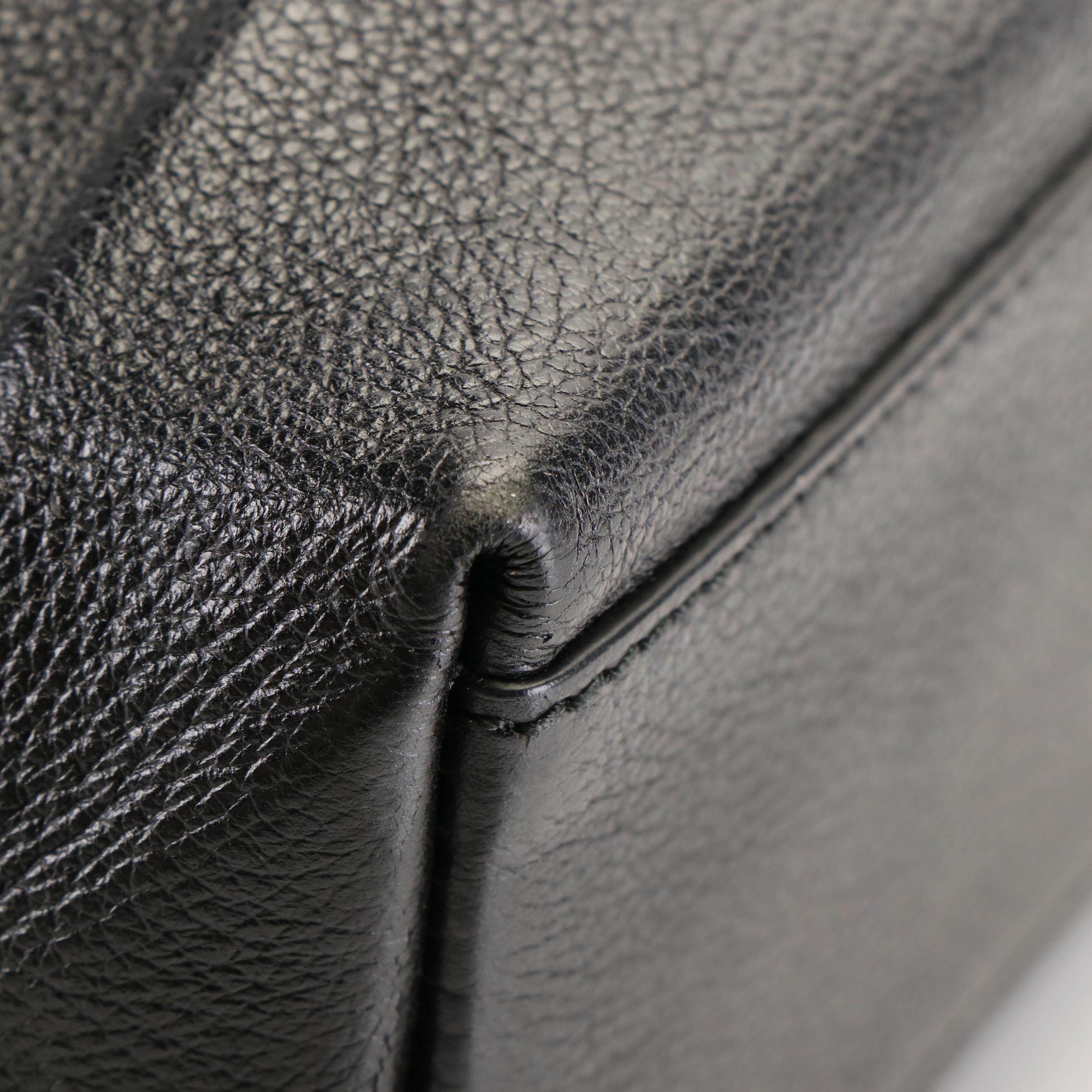 Balenciaga Logo Black Leather Shopping Bag