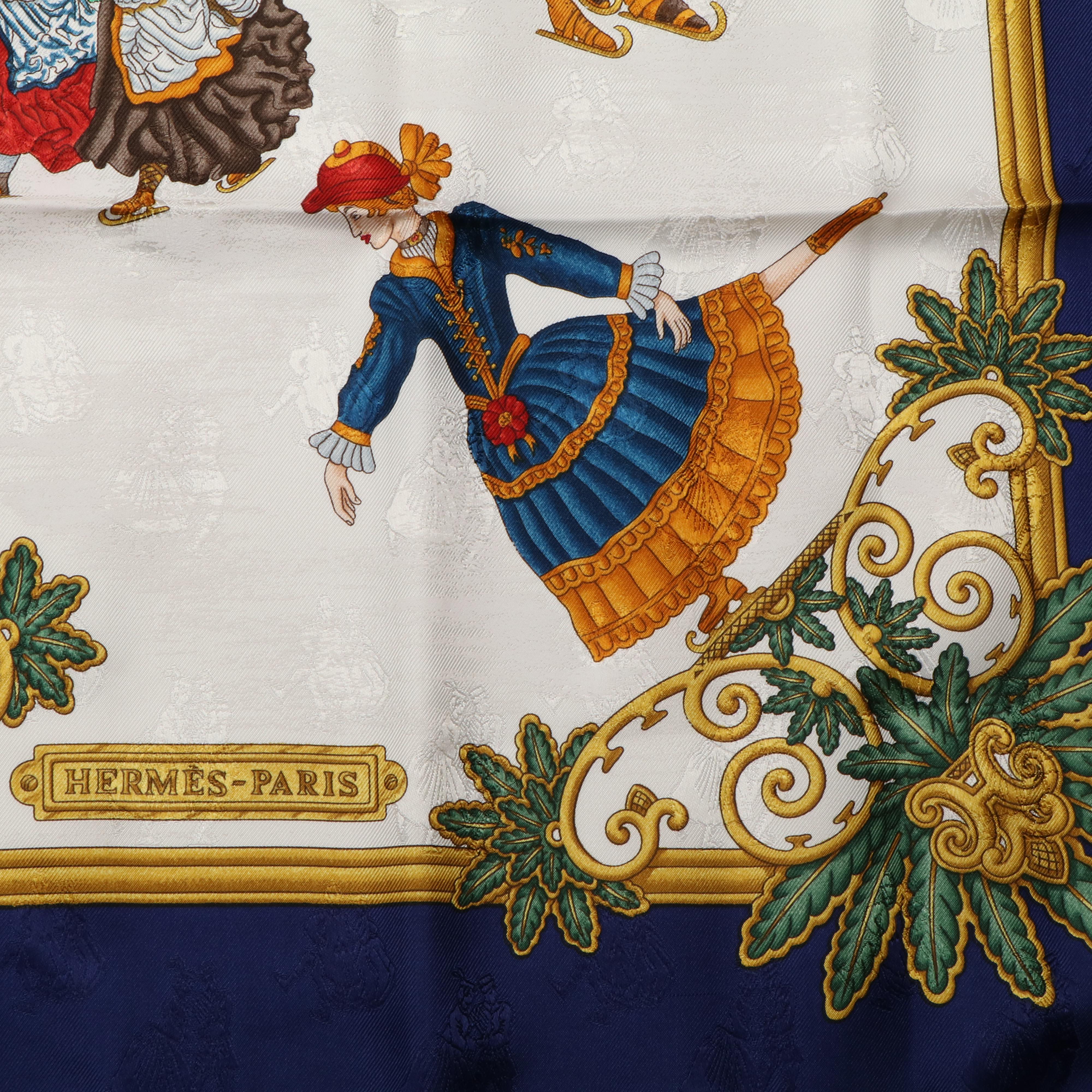 Hermès "Joies d'Hiver" Winter Pleasures Scarf in Silk Jacquard