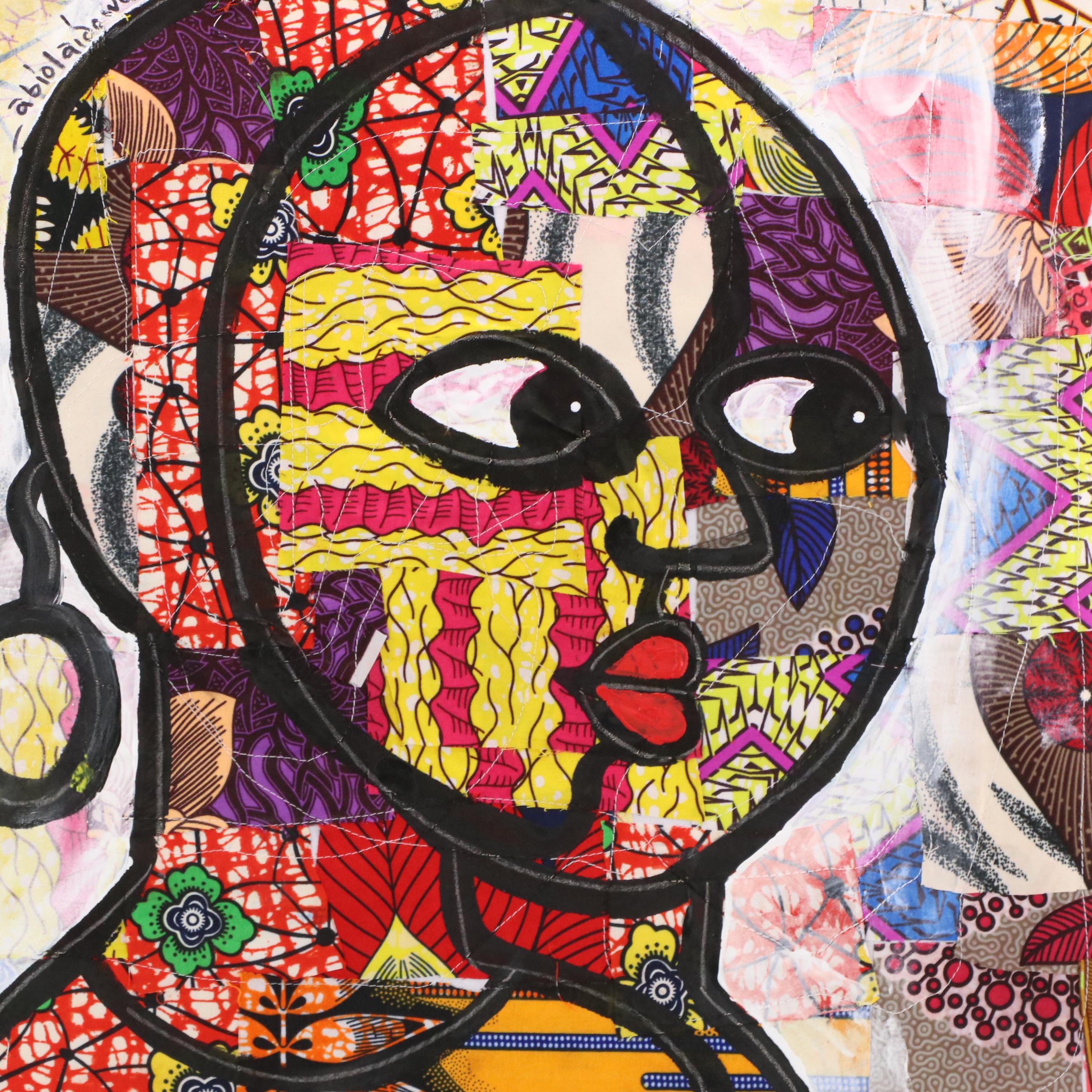 Abiola Idowu Figurative Mixed Media Painting "We Are Family," 2024