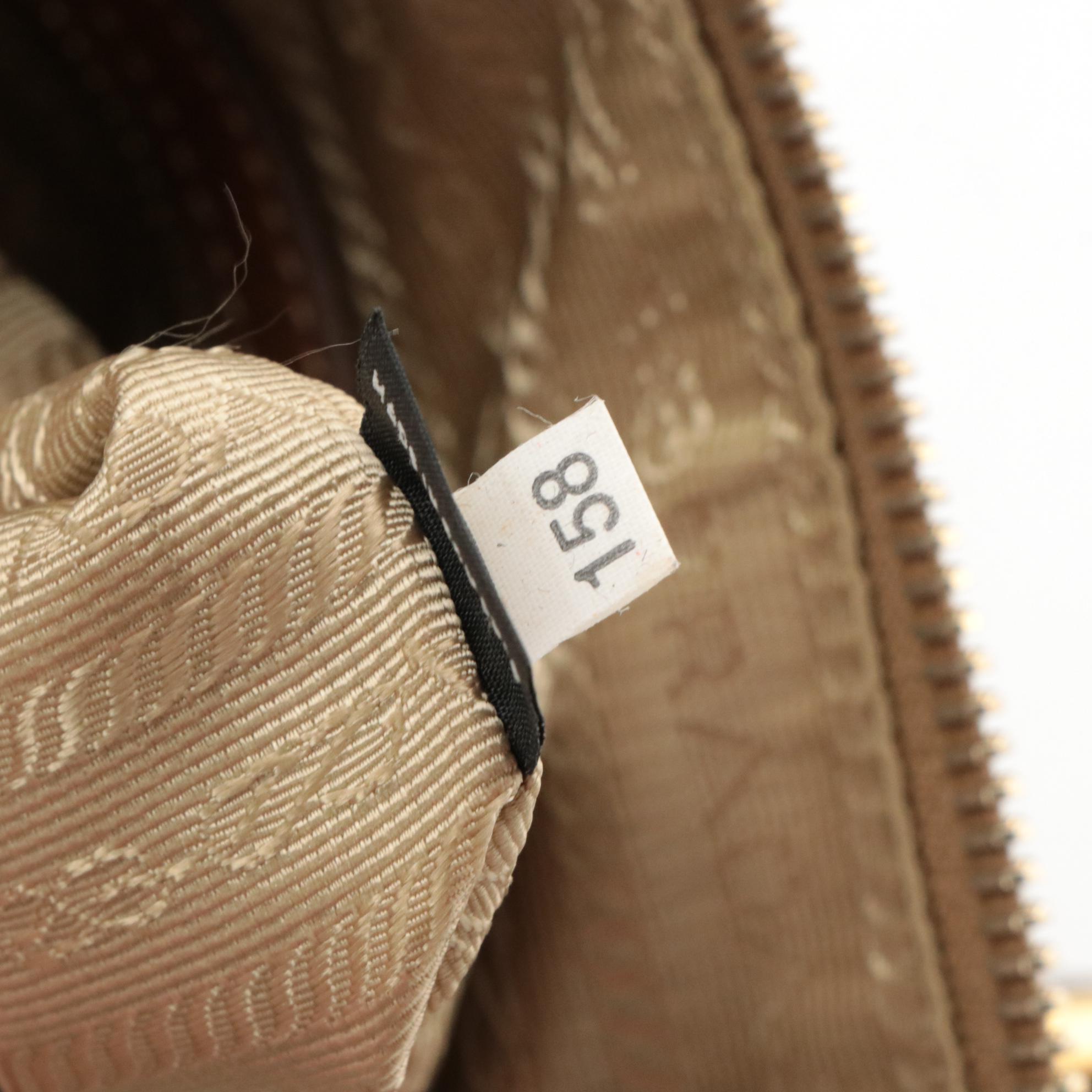 Prada Canapa Logo Shoulder Bag in Jacquard Canvas and Leather