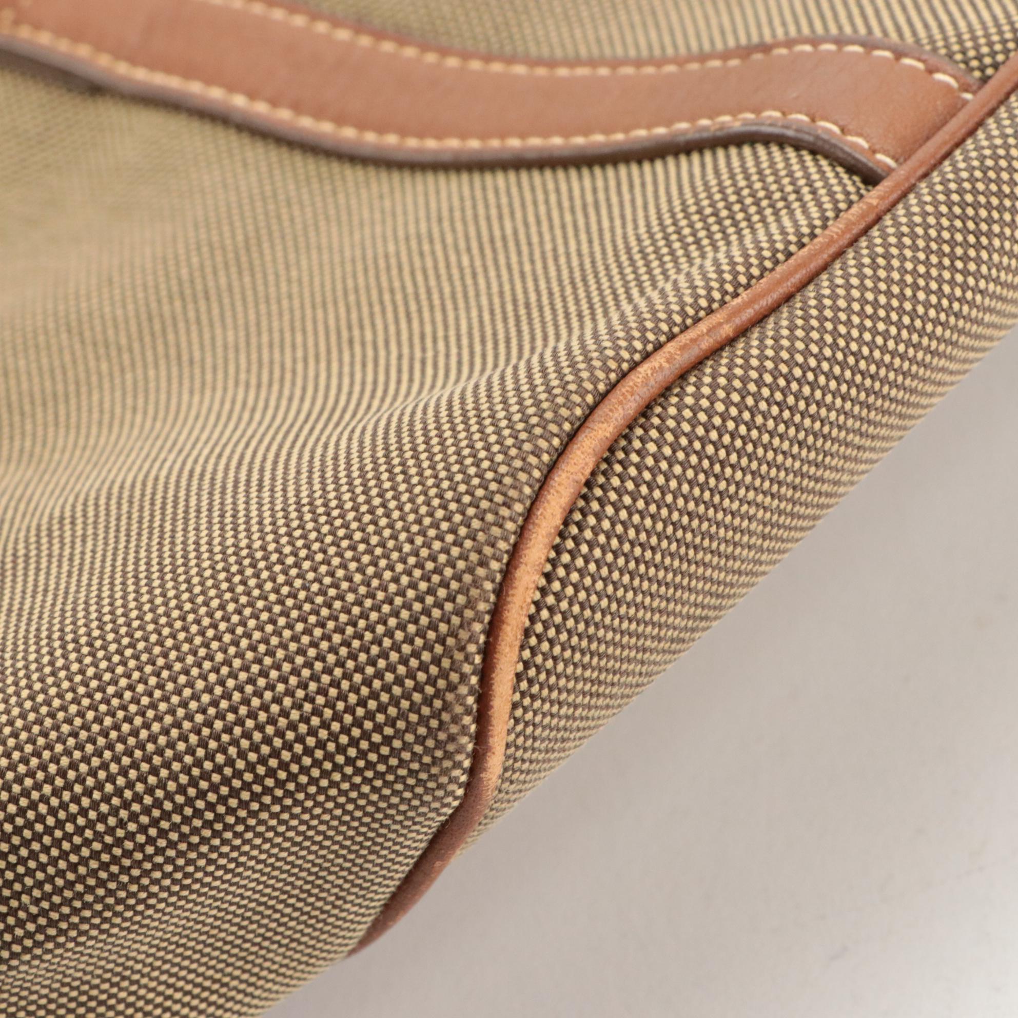 Prada Canapa Logo Shoulder Bag in Jacquard Canvas and Leather