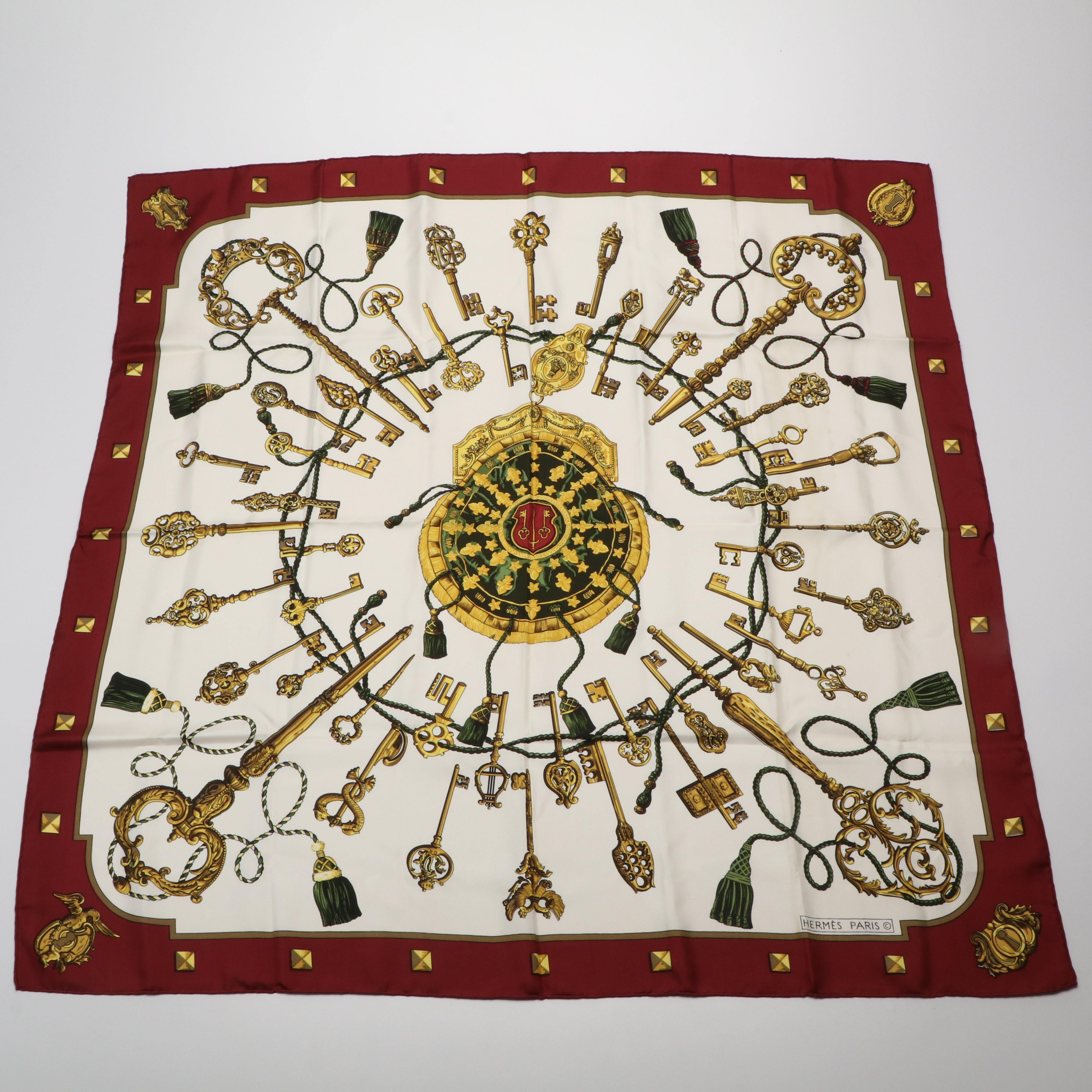 Hermès "Les Cles" Silk Twill Scarf