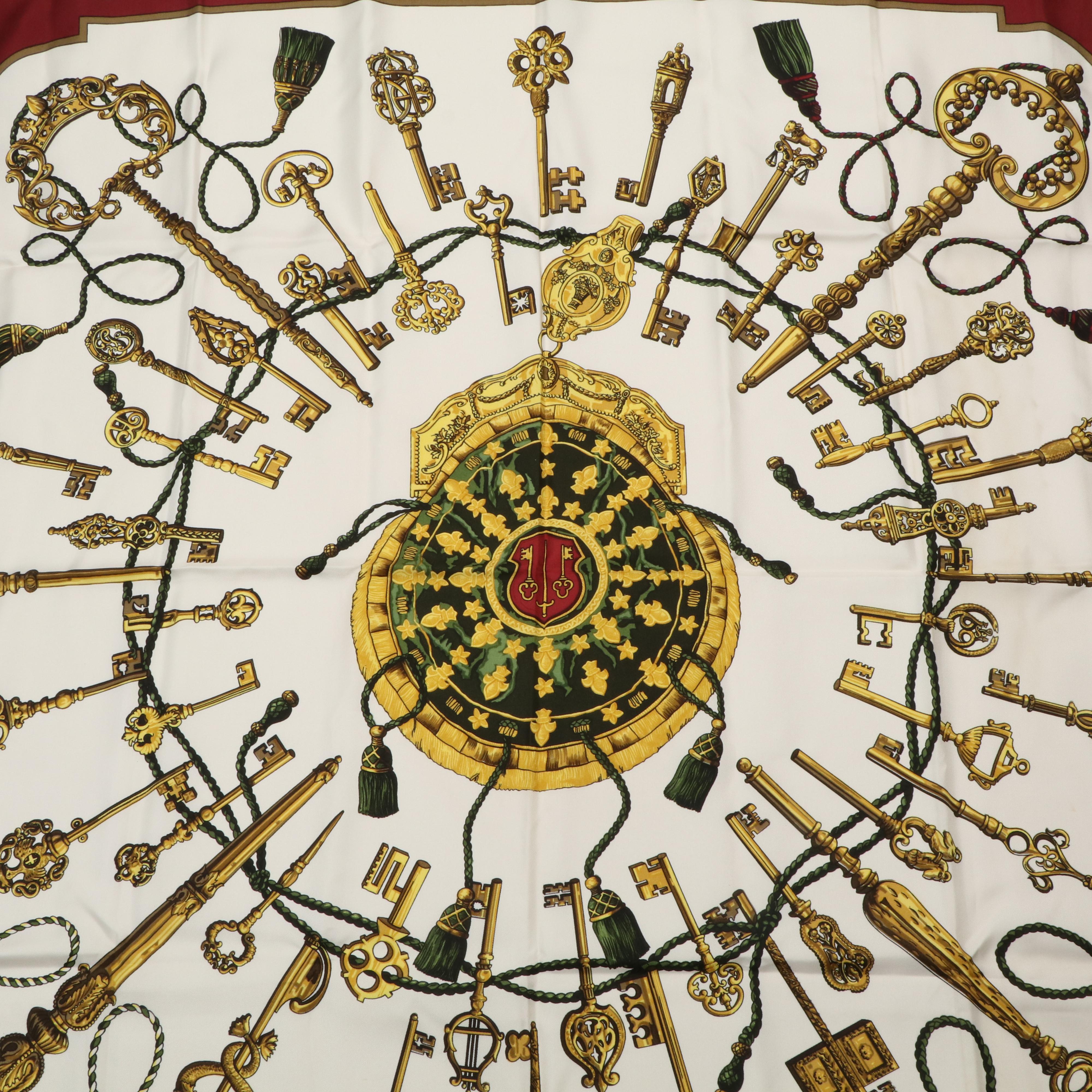 Hermès "Les Cles" Silk Twill Scarf