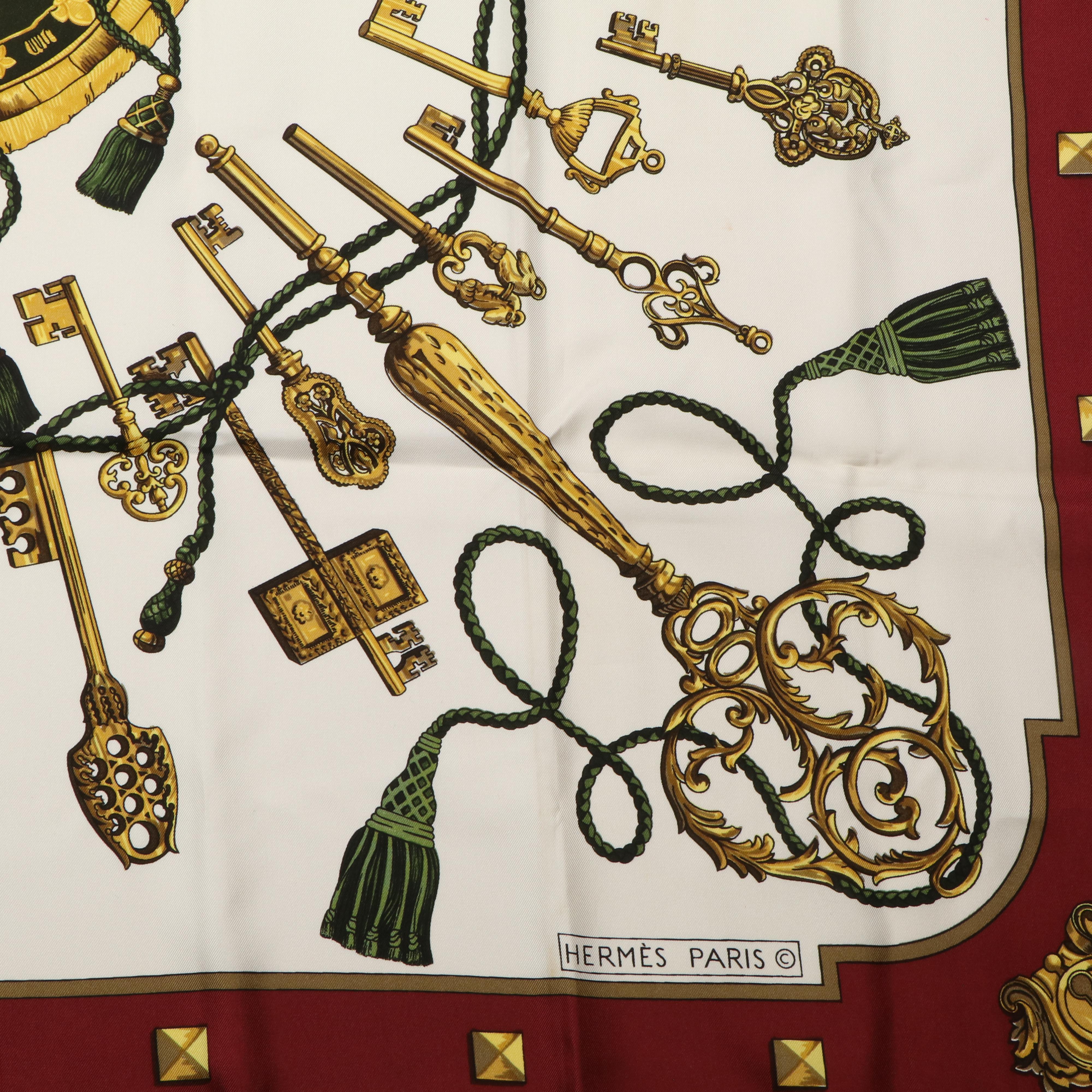 Hermès "Les Cles" Silk Twill Scarf