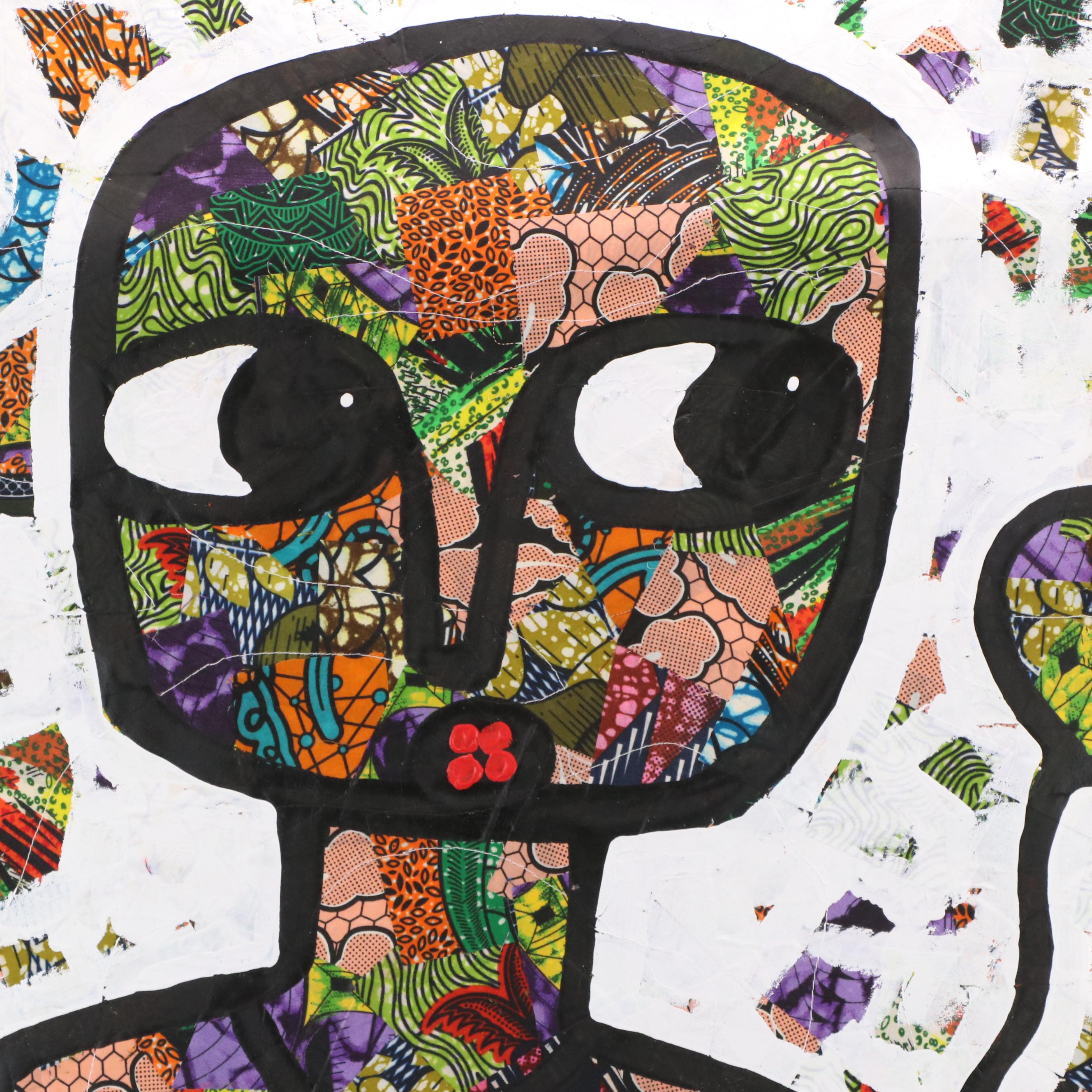 Abiola Idowu Figurative Mixed Media Painting "I Love You a Great Deal," 2024