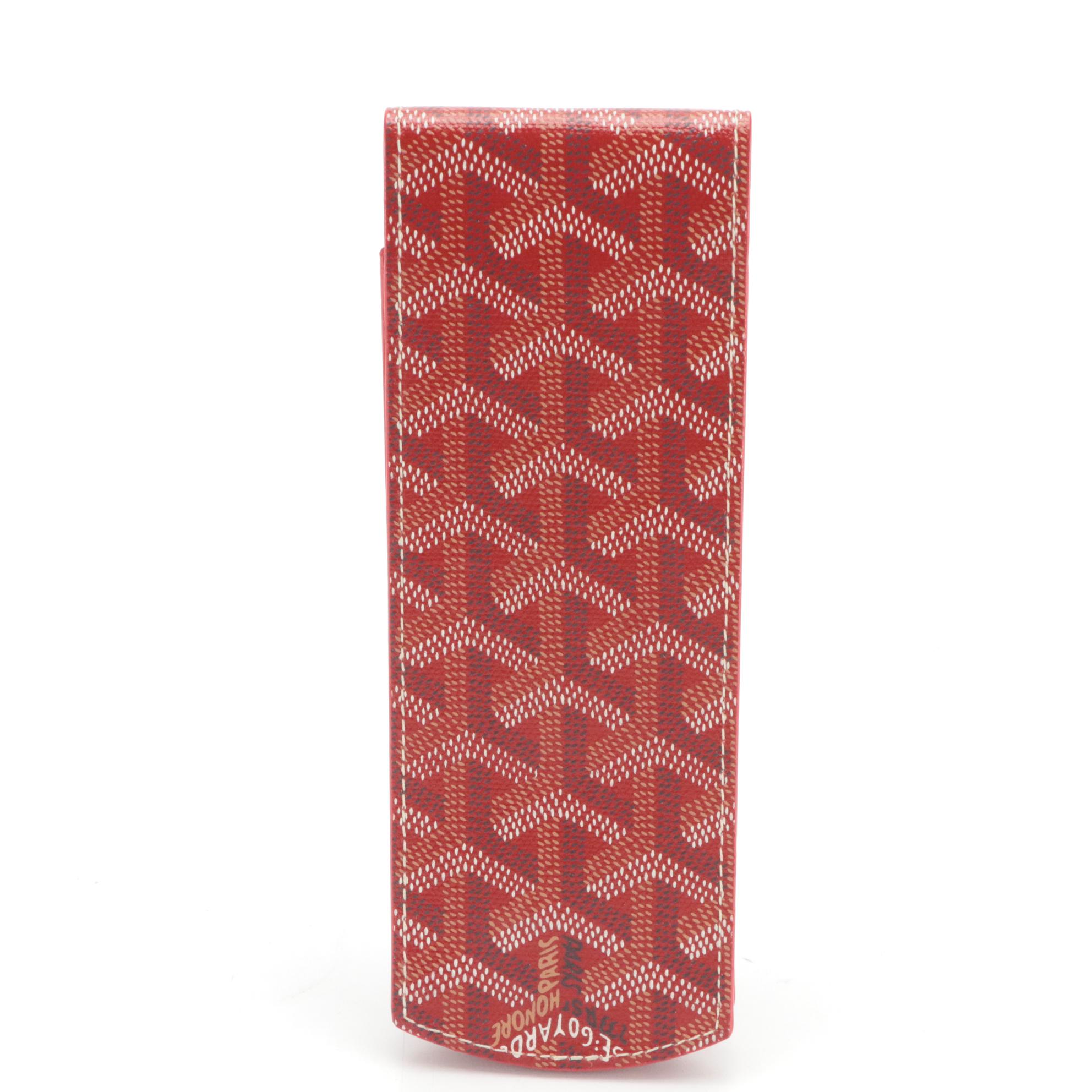 Goyard Pen Case in Red Goyardine Canvas and Leather