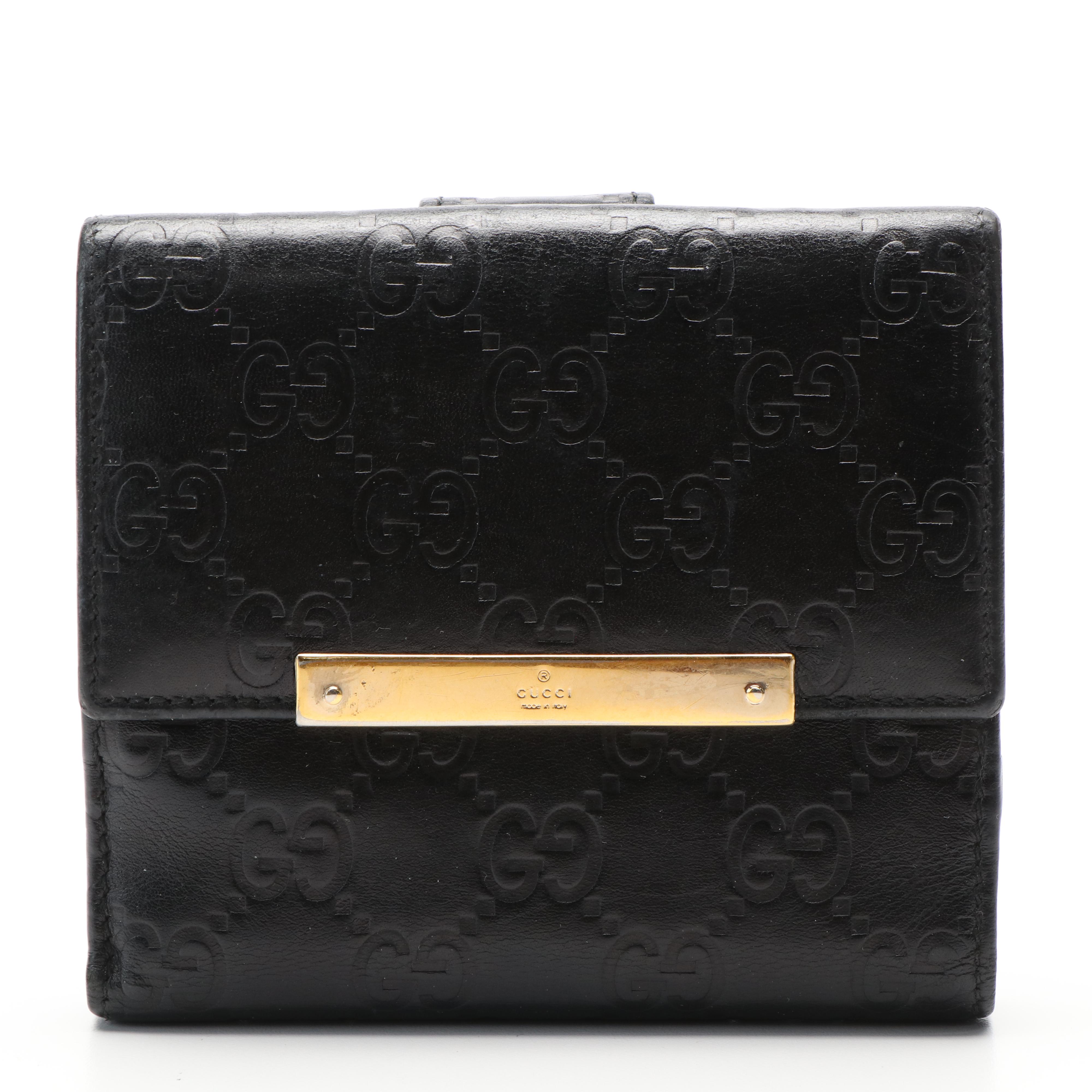 Gucci Compact Wallet in Black Guccissima Leather