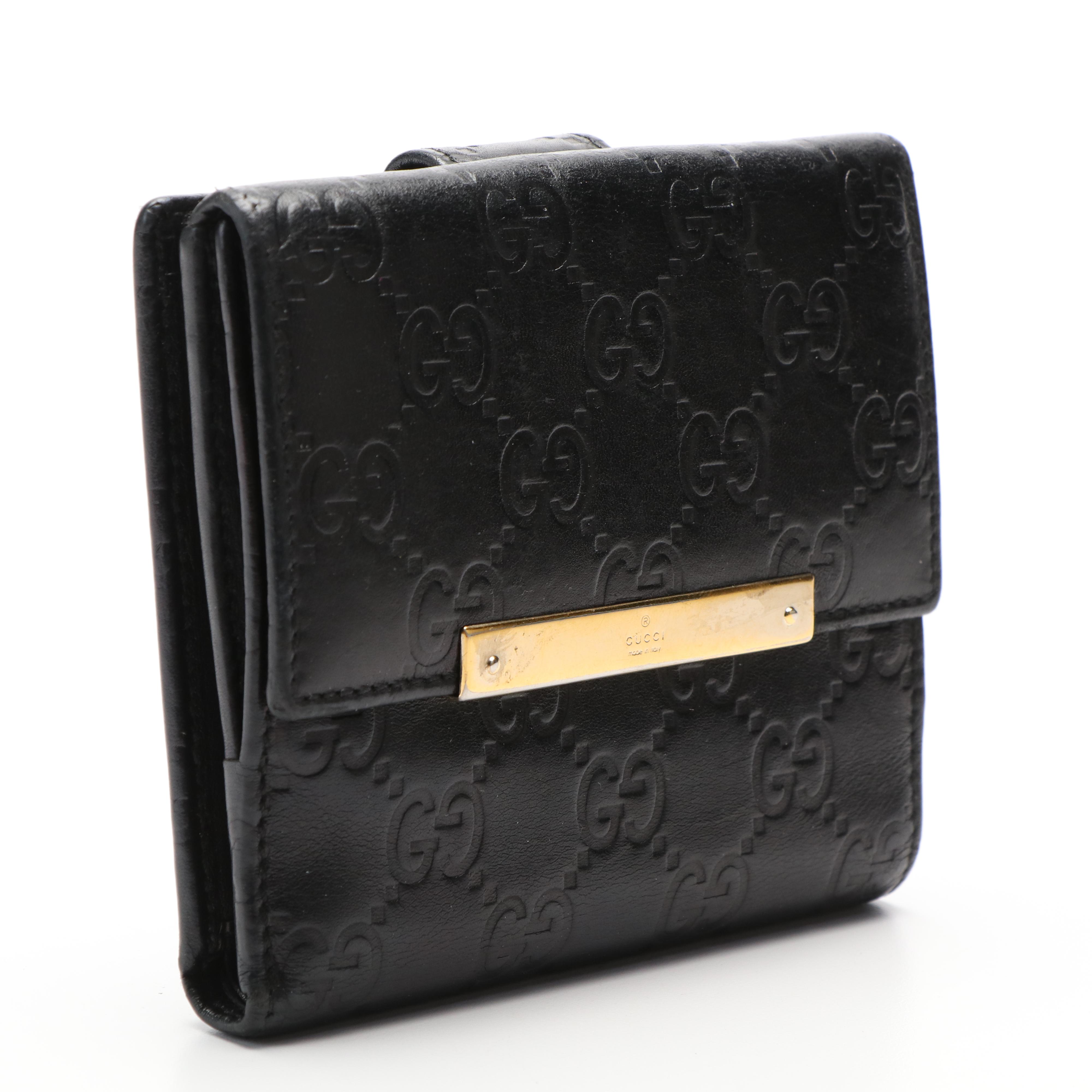 Gucci Compact Wallet in Black Guccissima Leather