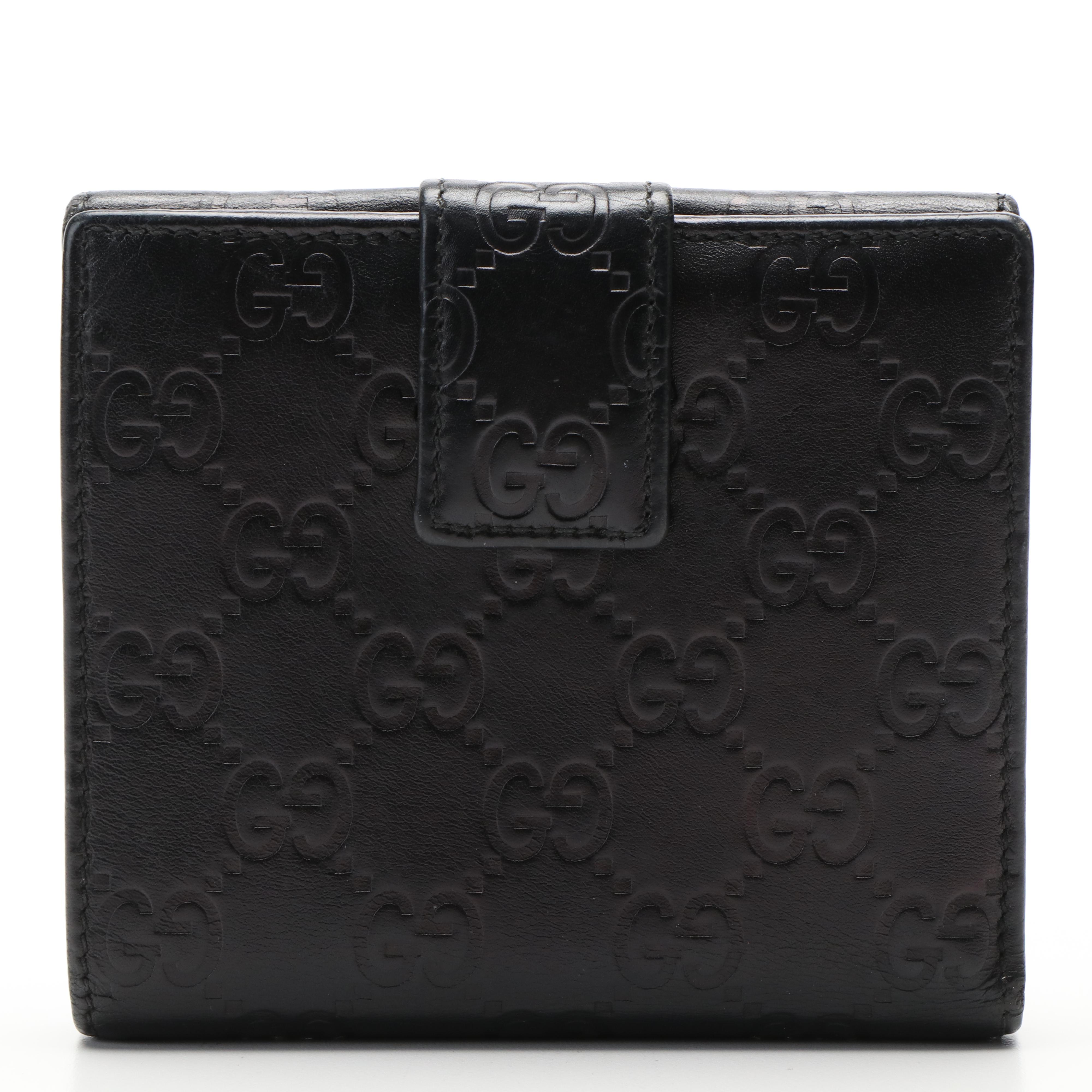 Gucci Compact Wallet in Black Guccissima Leather