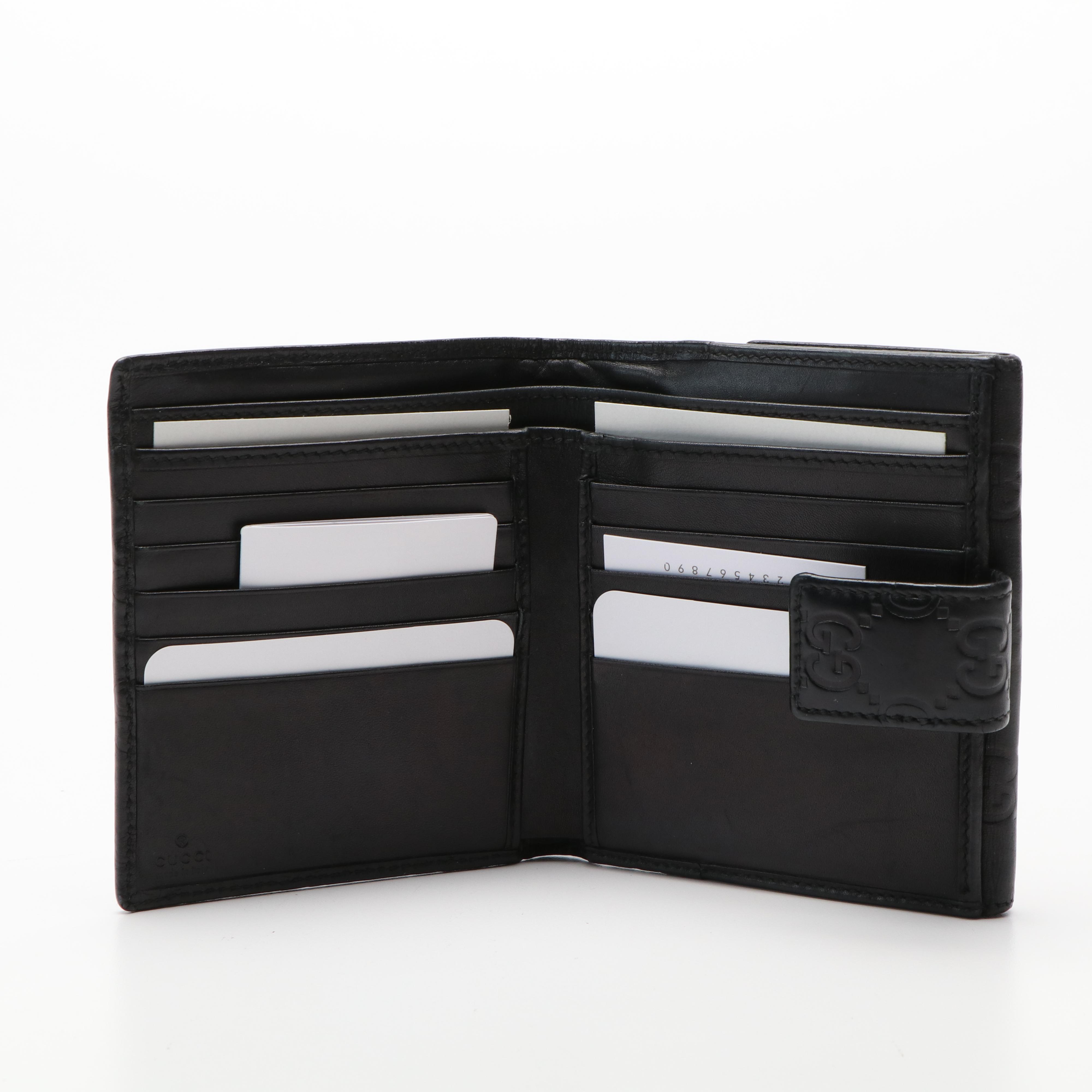 Gucci Compact Wallet in Black Guccissima Leather