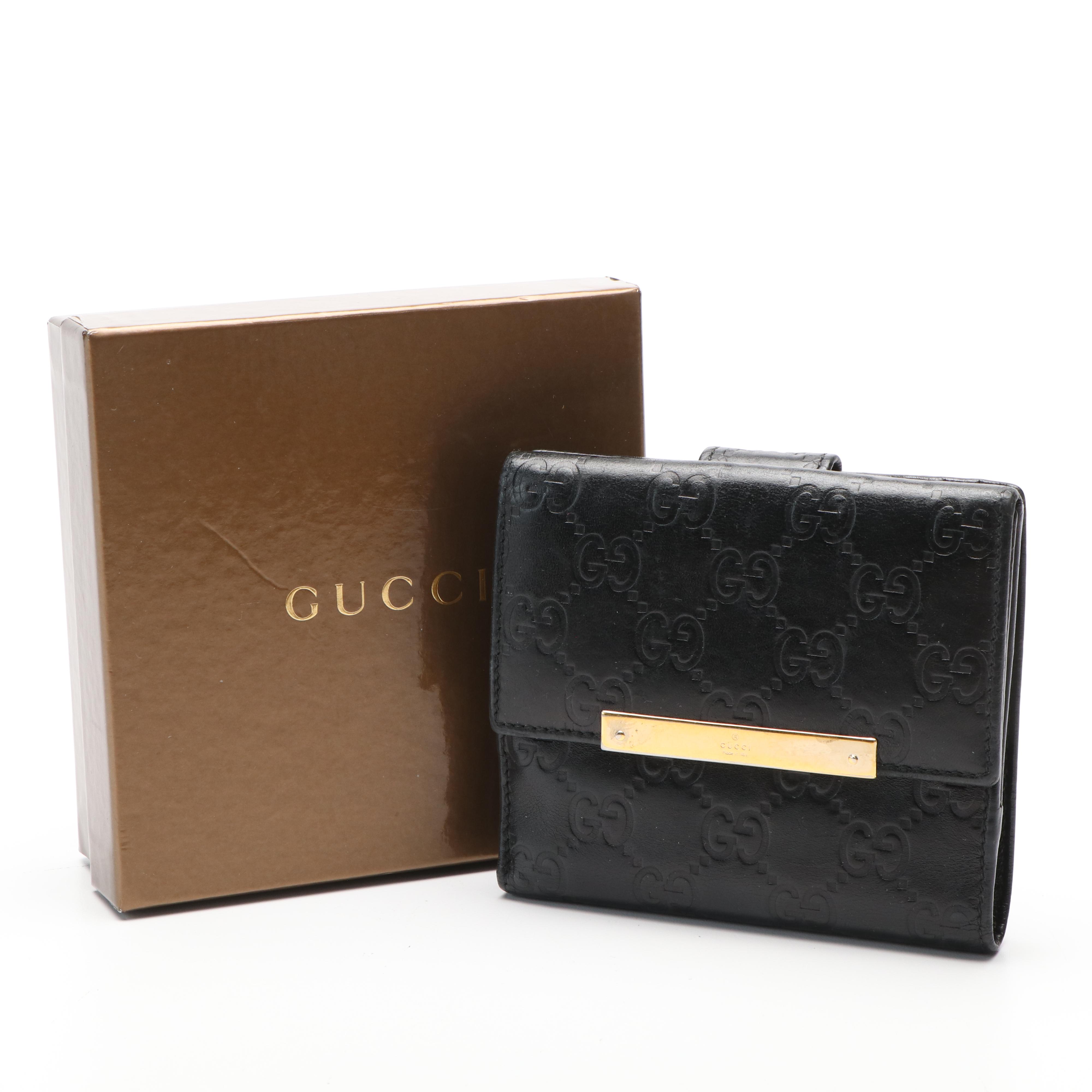 Gucci Compact Wallet in Black Guccissima Leather