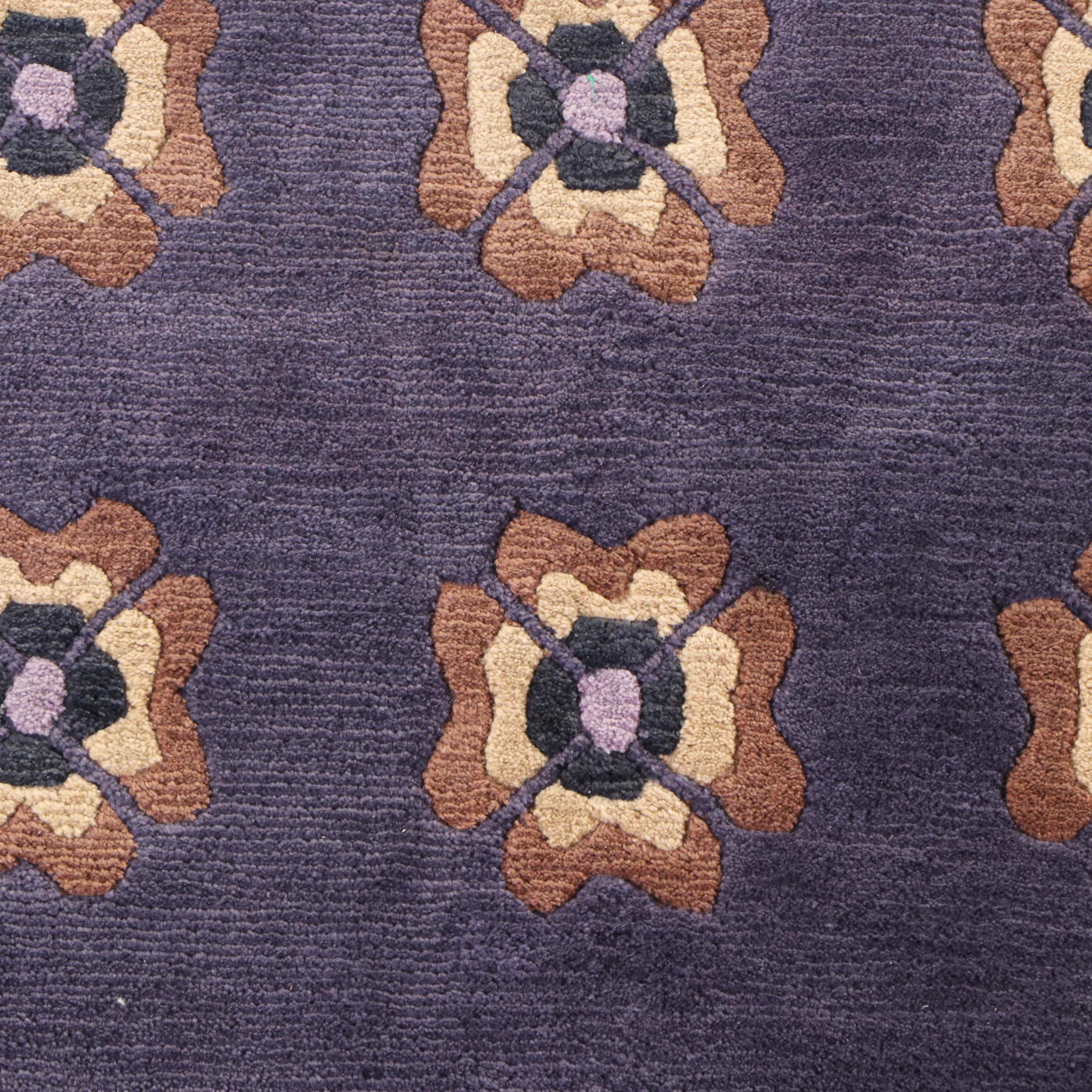 9' x 12'5 Hand-Knotted Nepalese Modern Floral Room-Sized Rug