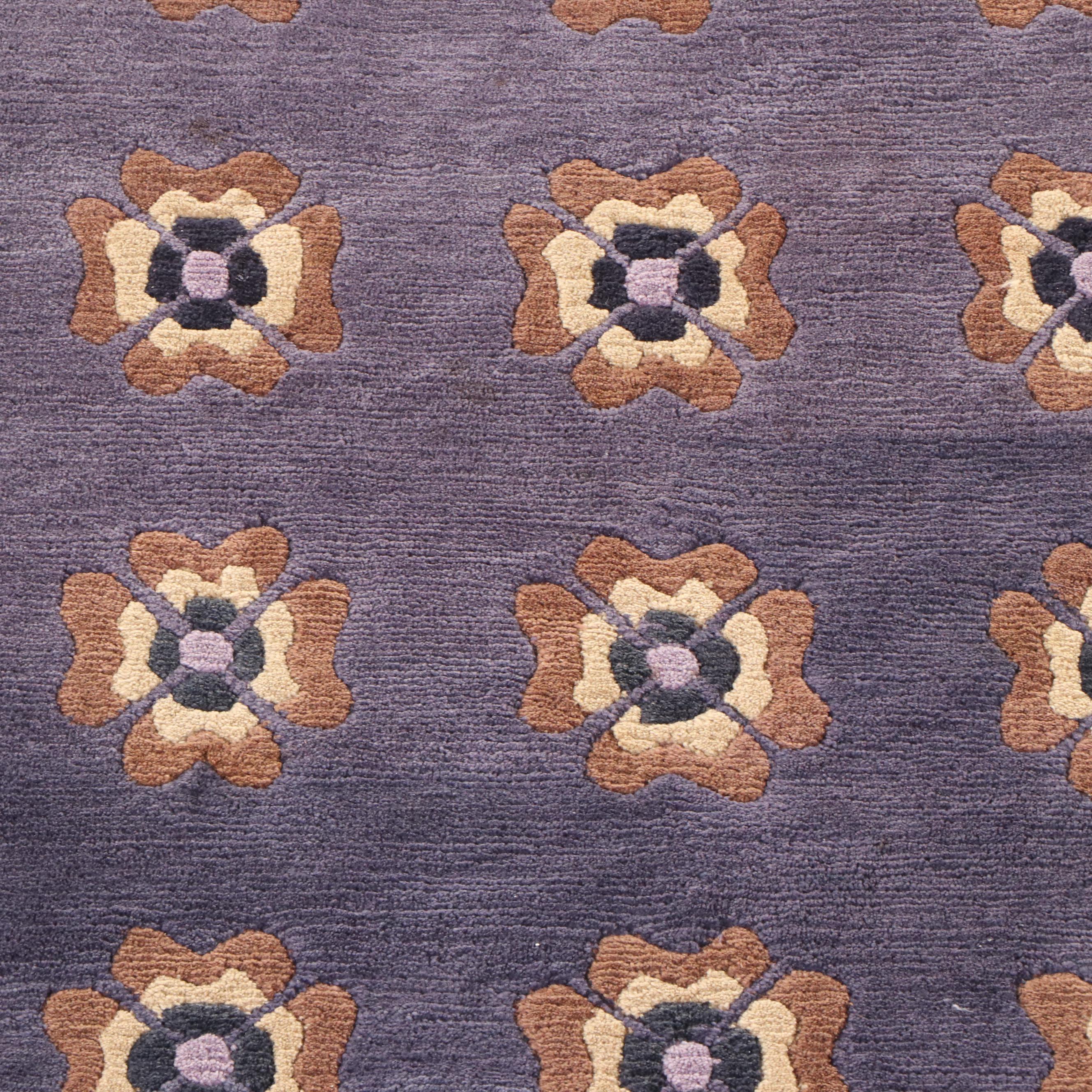 9' x 12'5 Hand-Knotted Nepalese Modern Floral Room-Sized Rug