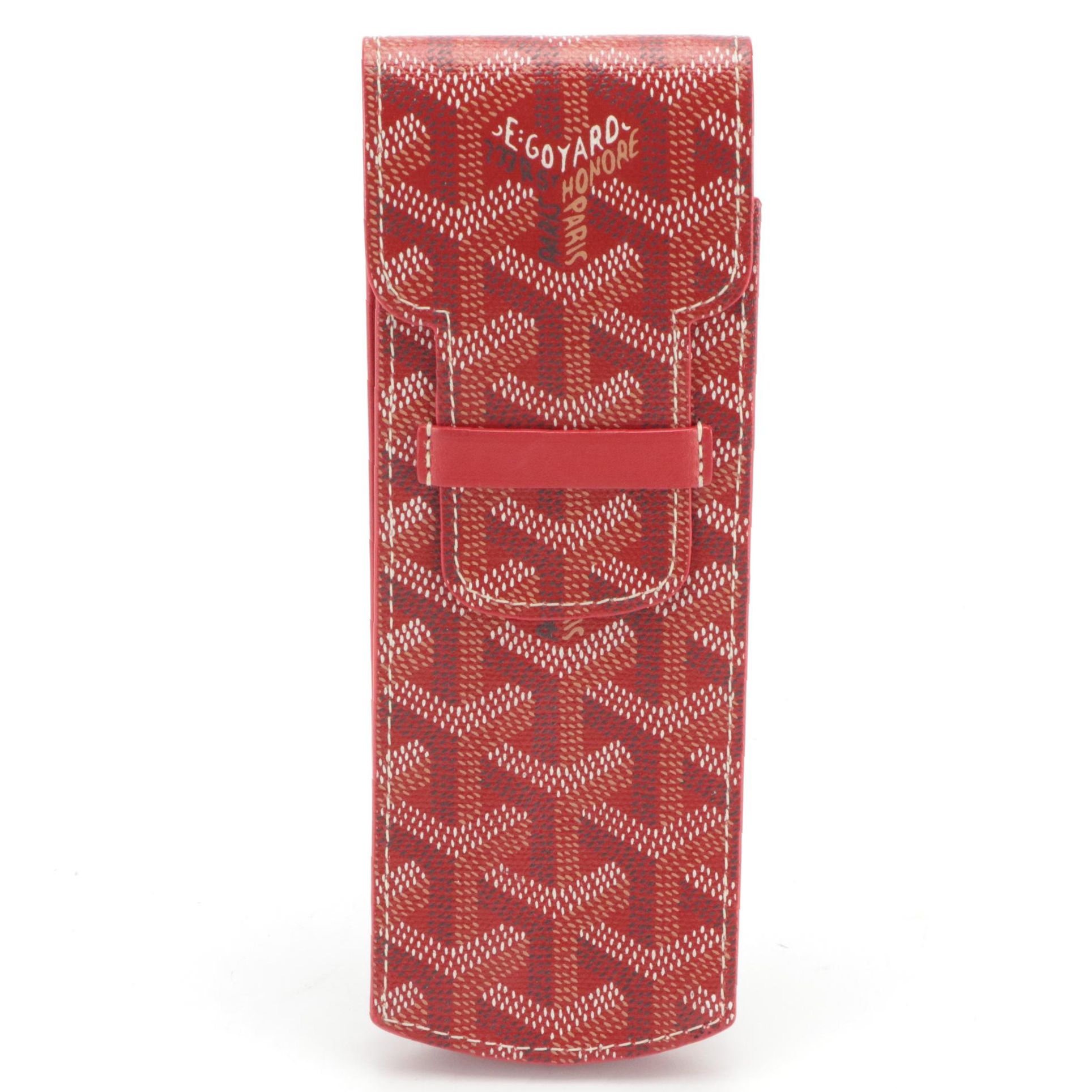 Goyard Pen Case in Red Goyardine Canvas and Leather