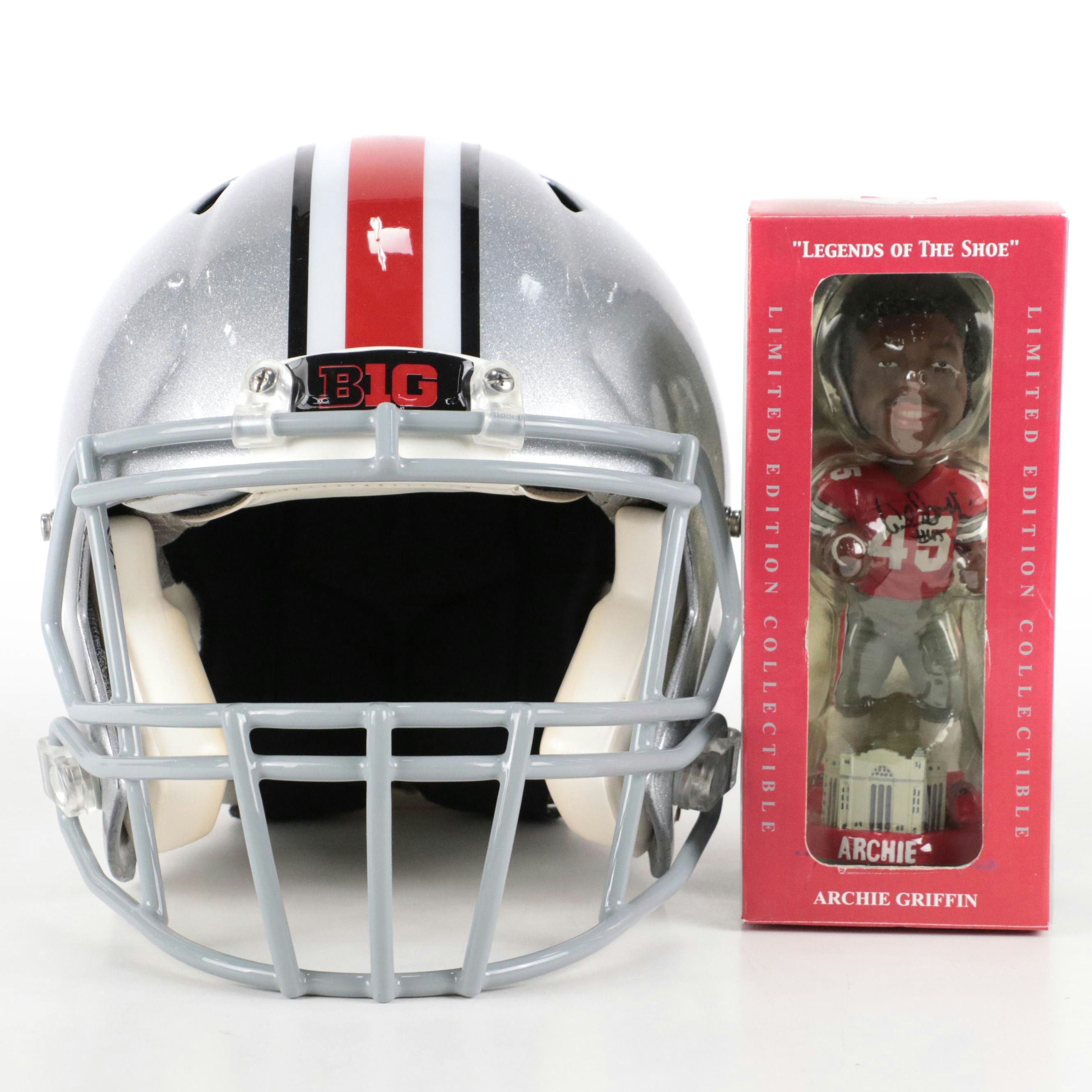 Play-Issued Ohio State Football Helmet with Archie Griffin Signed Bobblehead