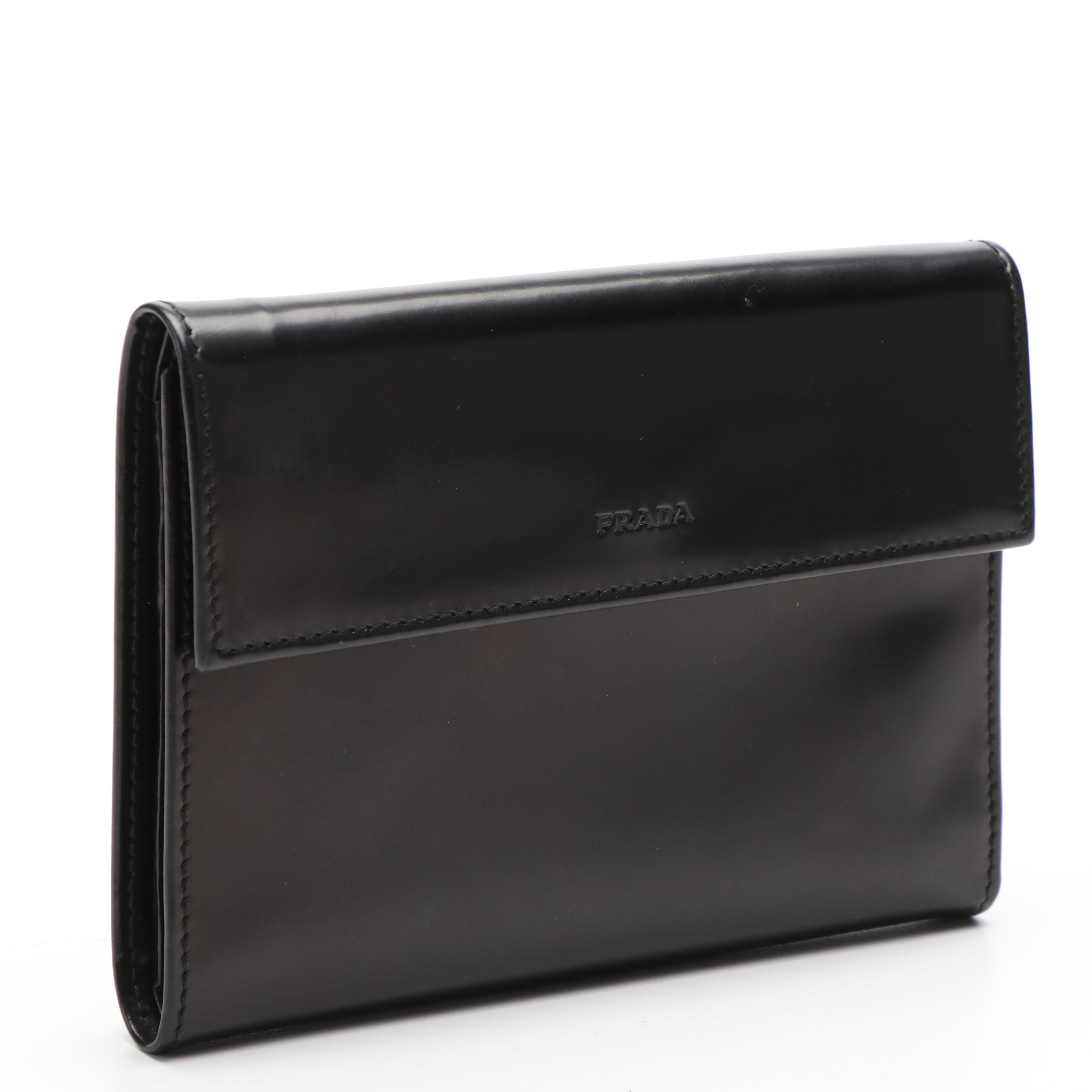 Prada Spazzolato Leather Compact Wallet