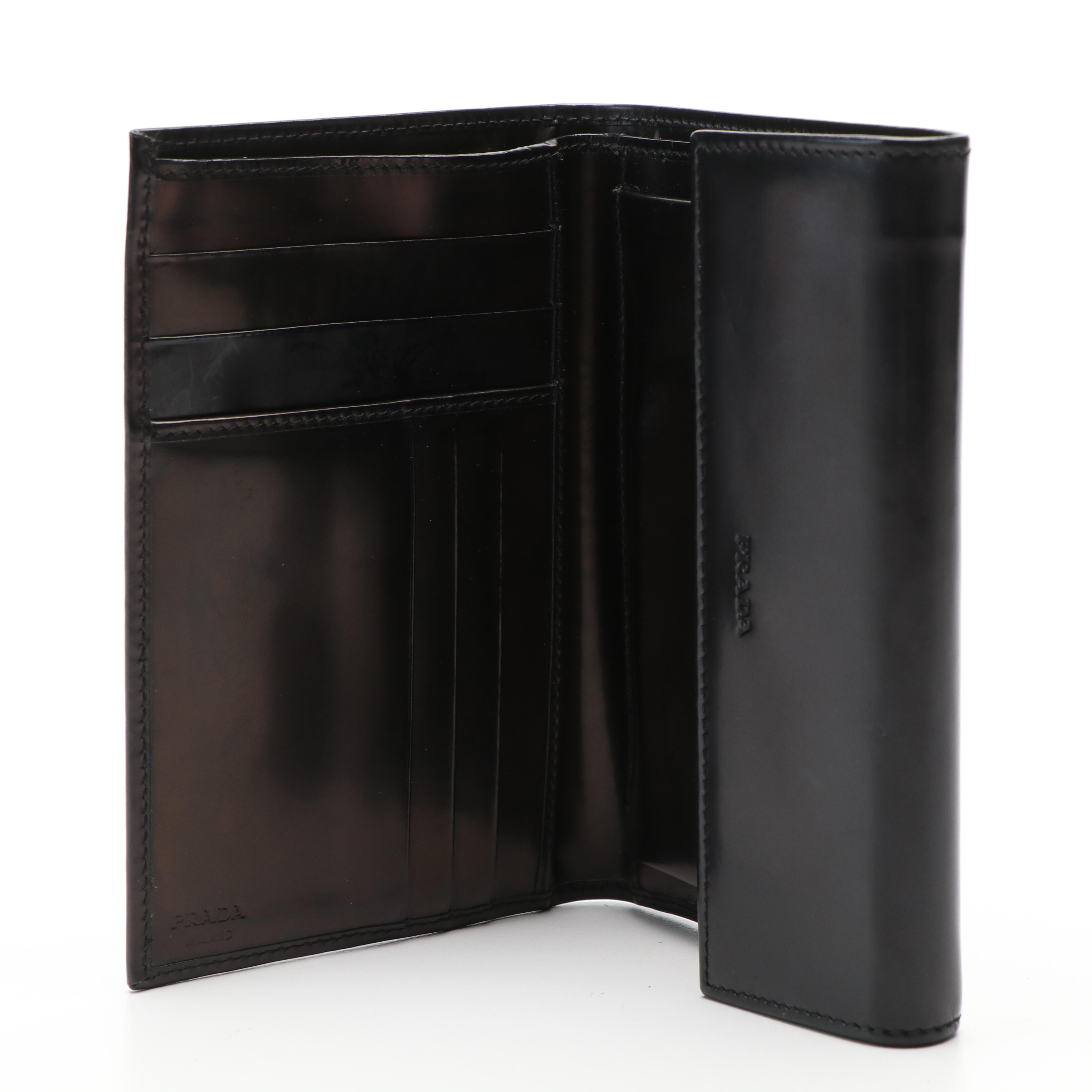 Prada Spazzolato Leather Compact Wallet