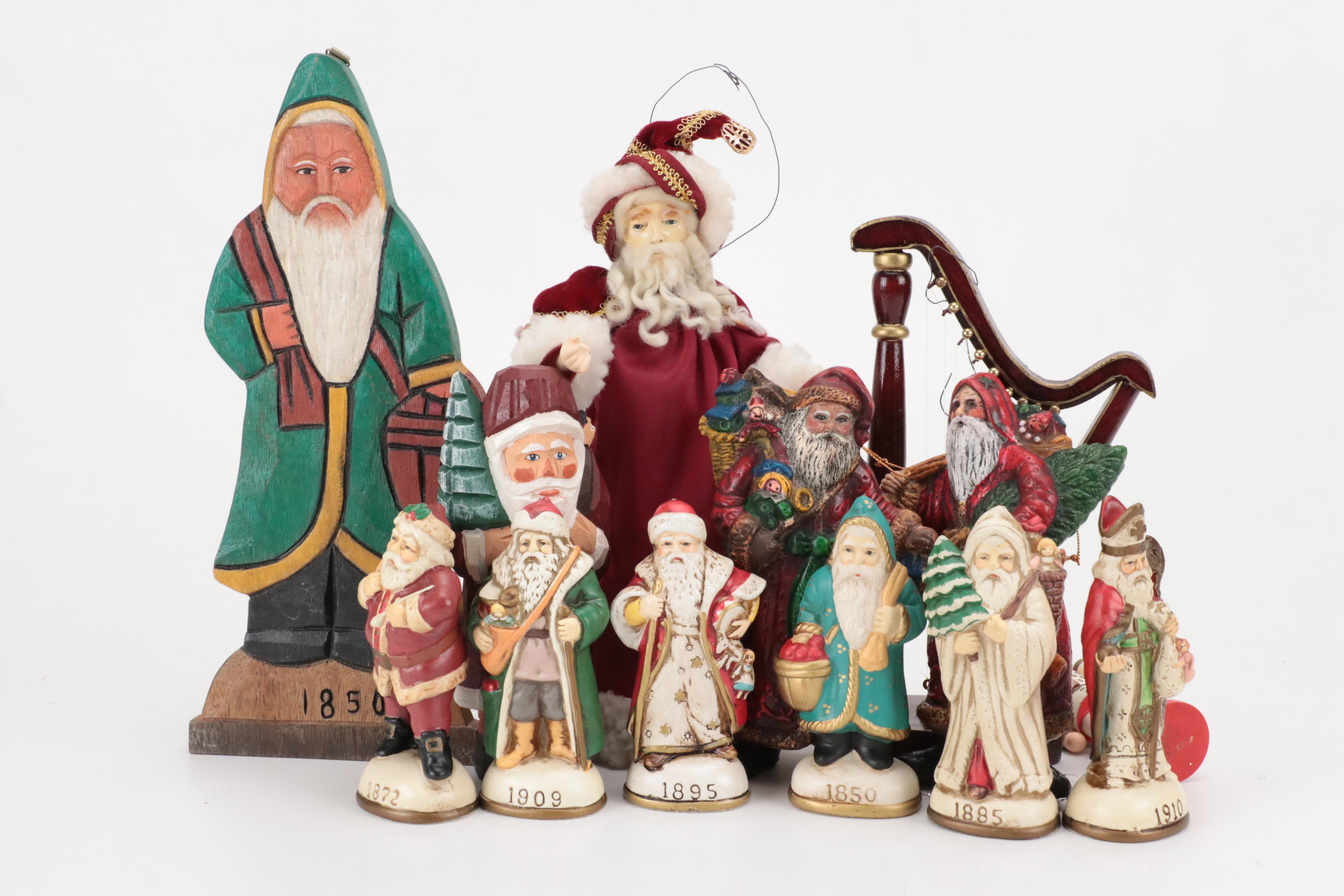 Santa Claus and Other Christmas Ornaments with Tree Topper