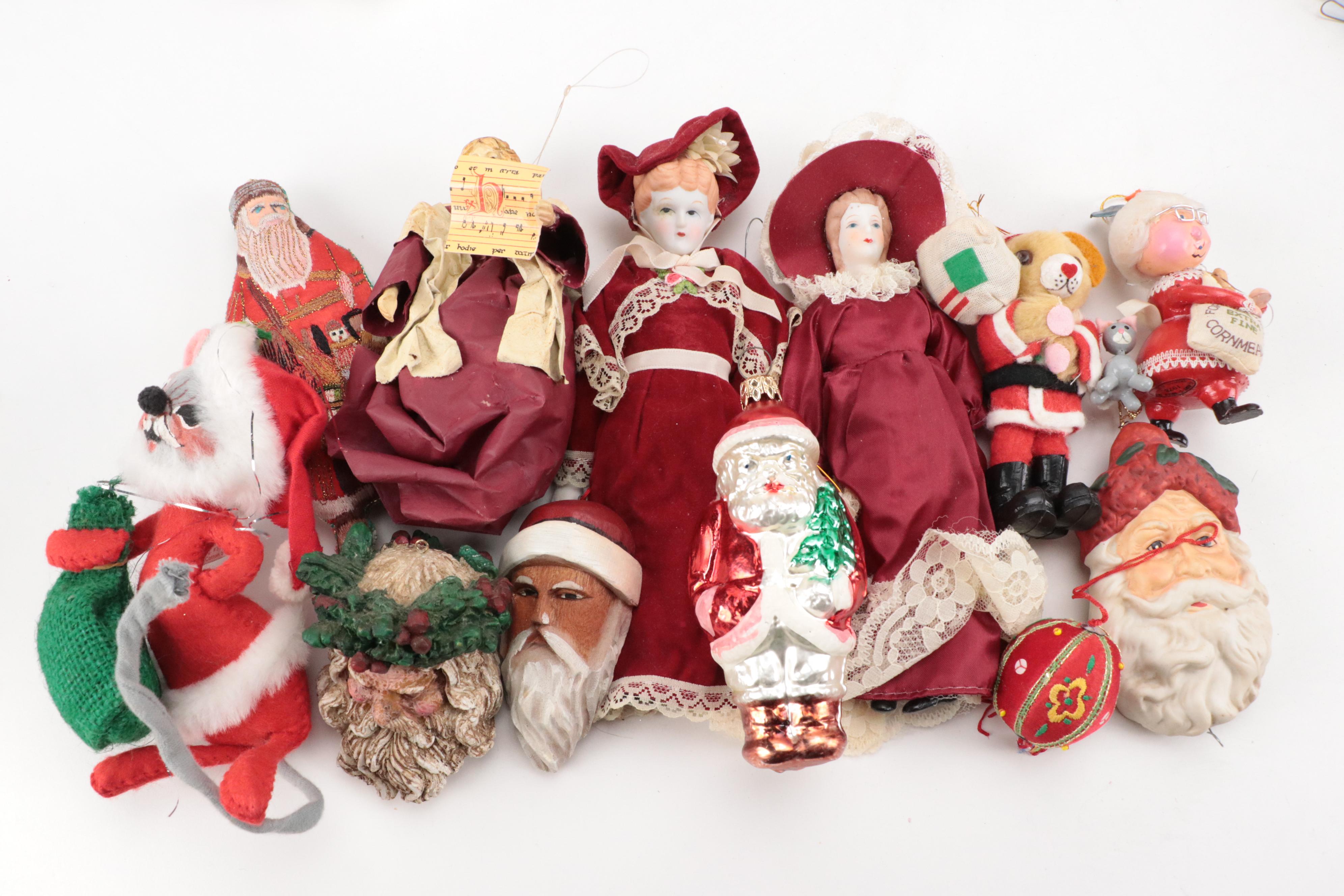 Santa Claus and Other Christmas Ornaments with Tree Topper