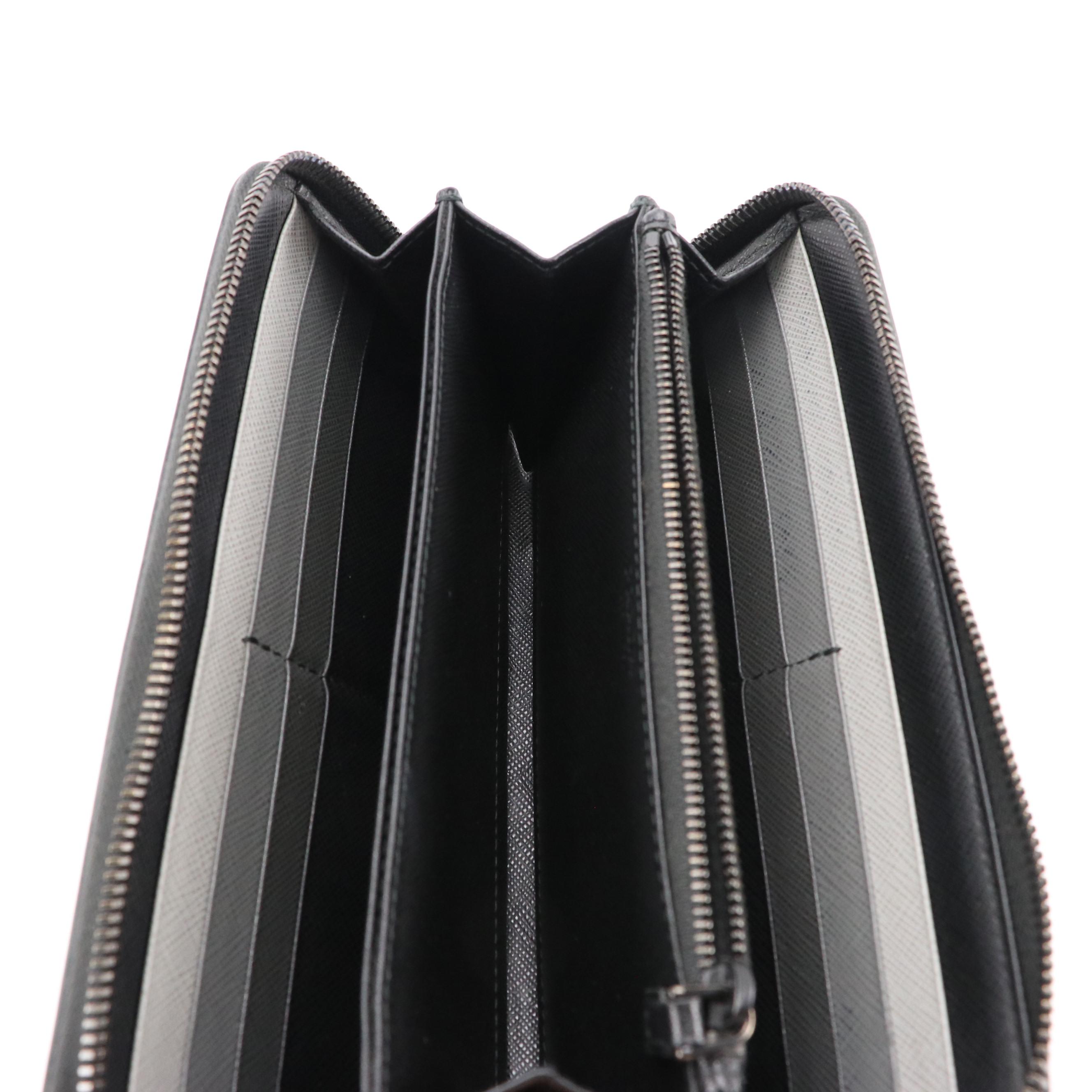 Prada Saffiano Leather Zip-Around Wallet with Box