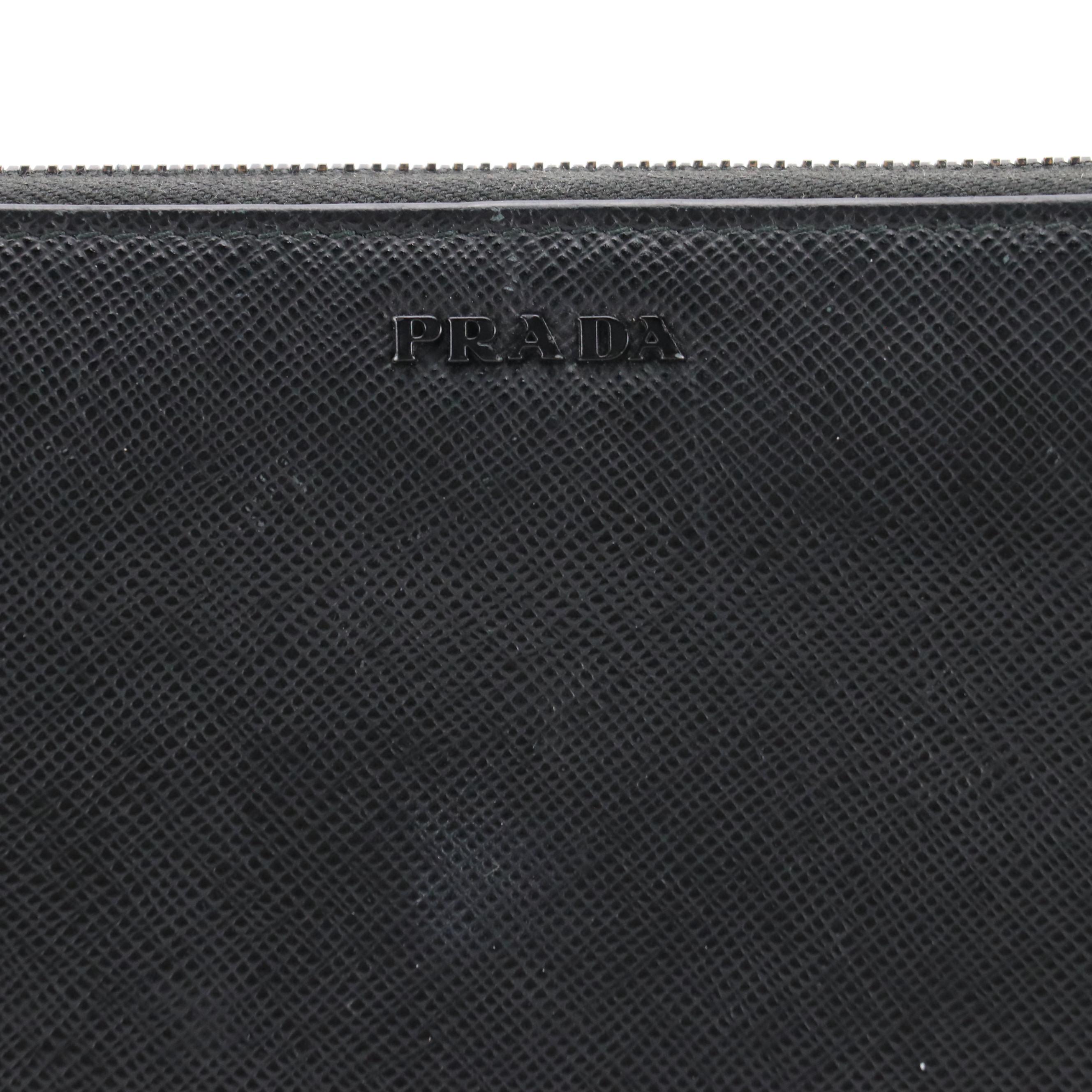 Prada Saffiano Leather Zip-Around Wallet with Box