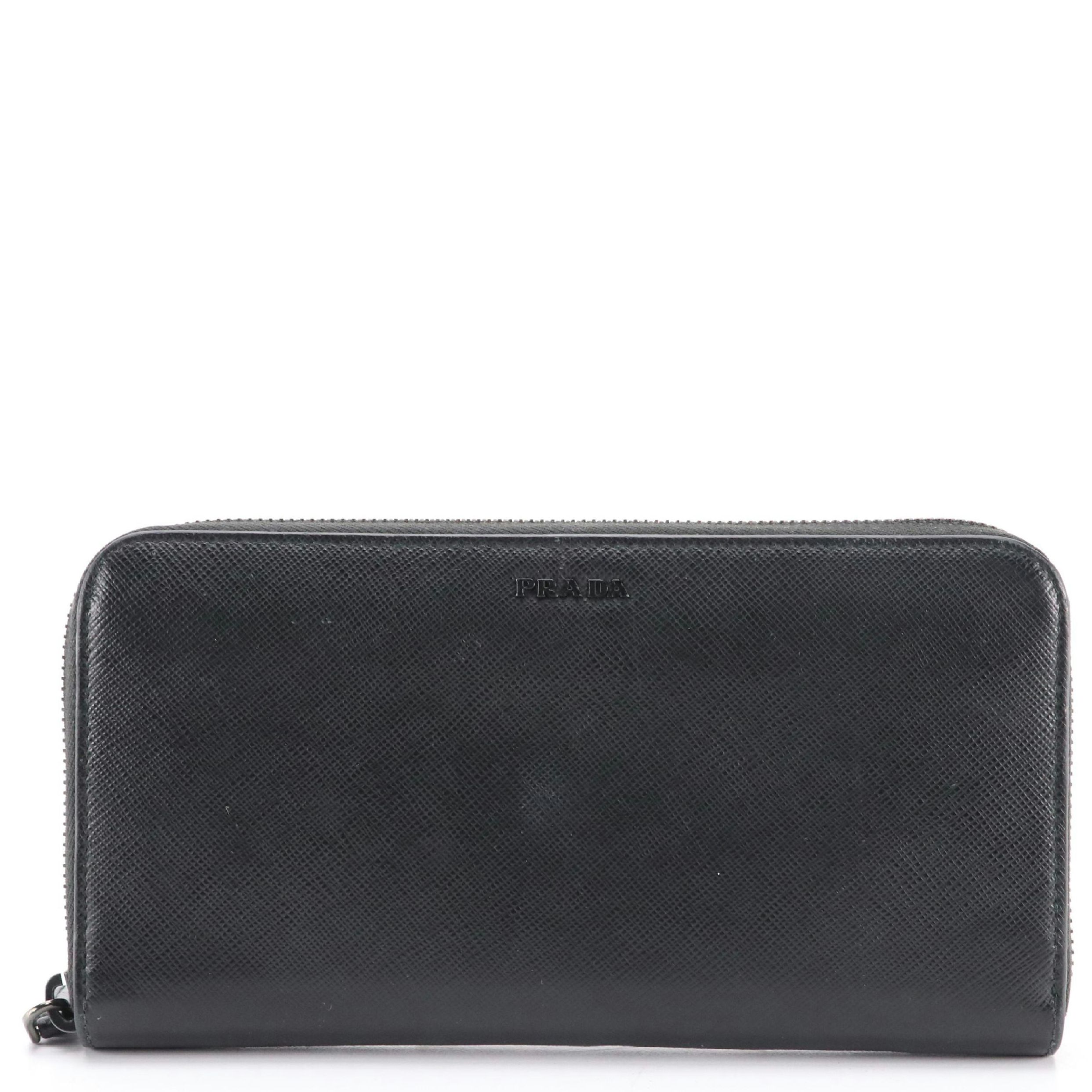 Prada Saffiano Leather Zip-Around Wallet with Box