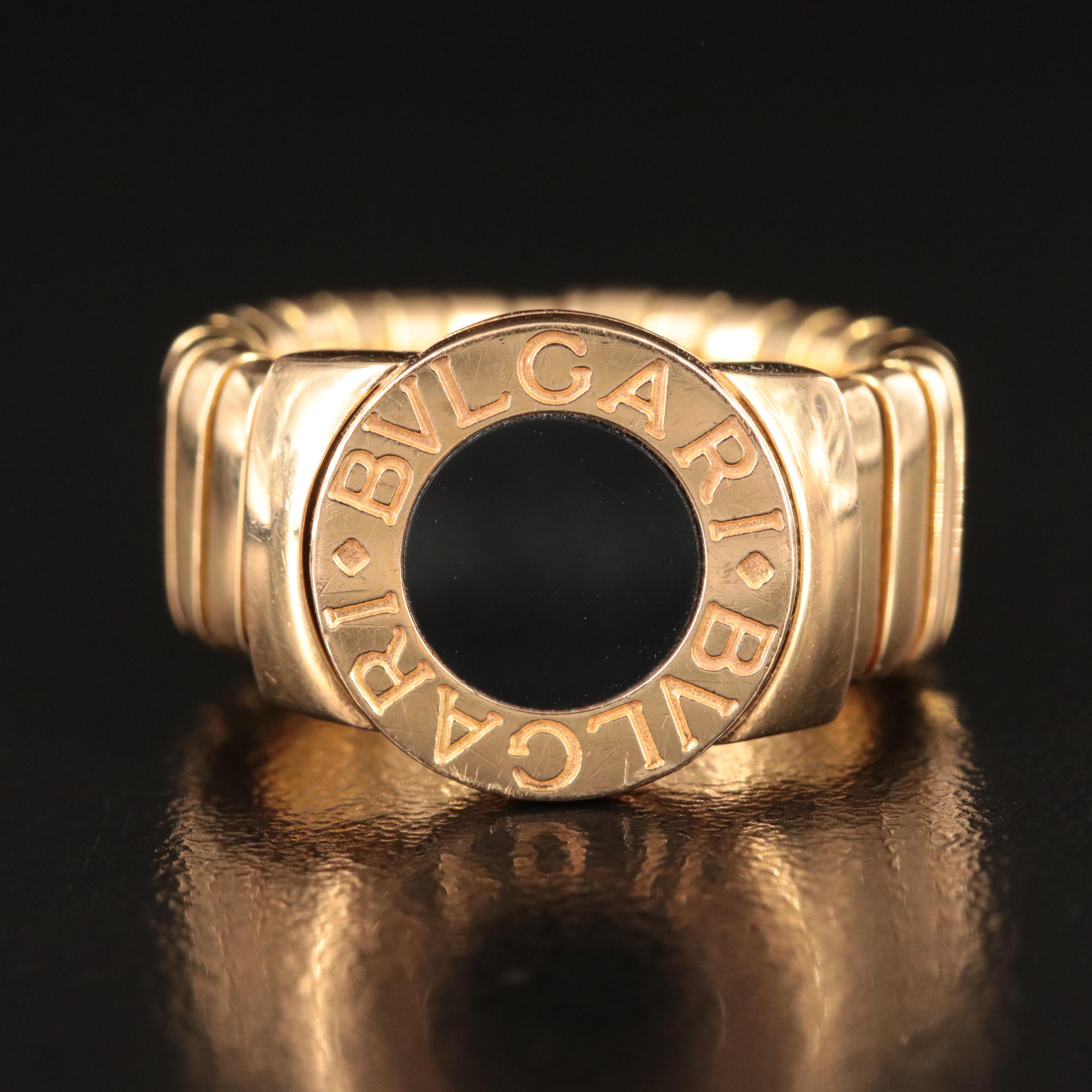 Bulgari BVLGARI 18K Black Onyx Tubogas Flex Ring