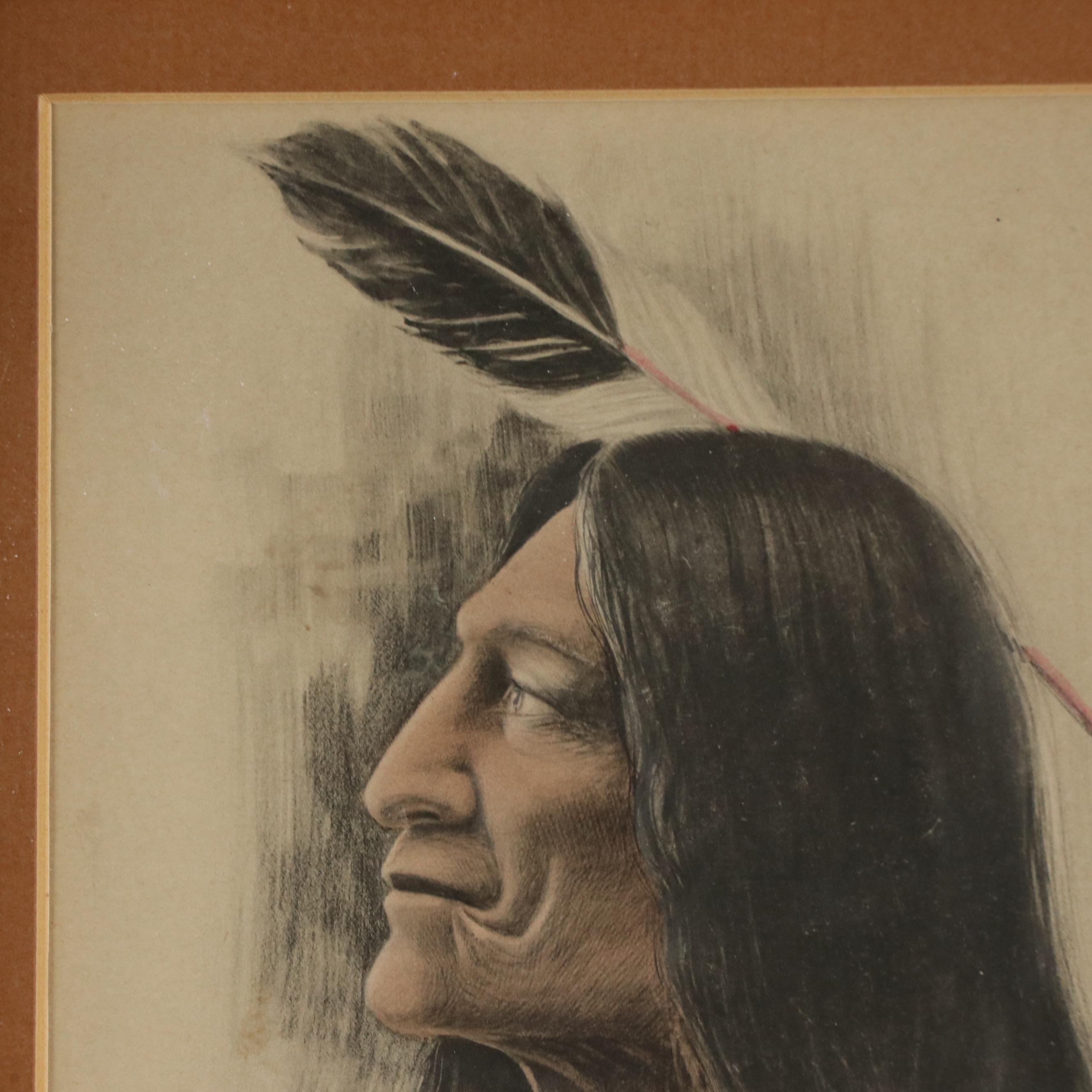 Native American Portrait Hand-Colored Collotype of Chief Kokomo