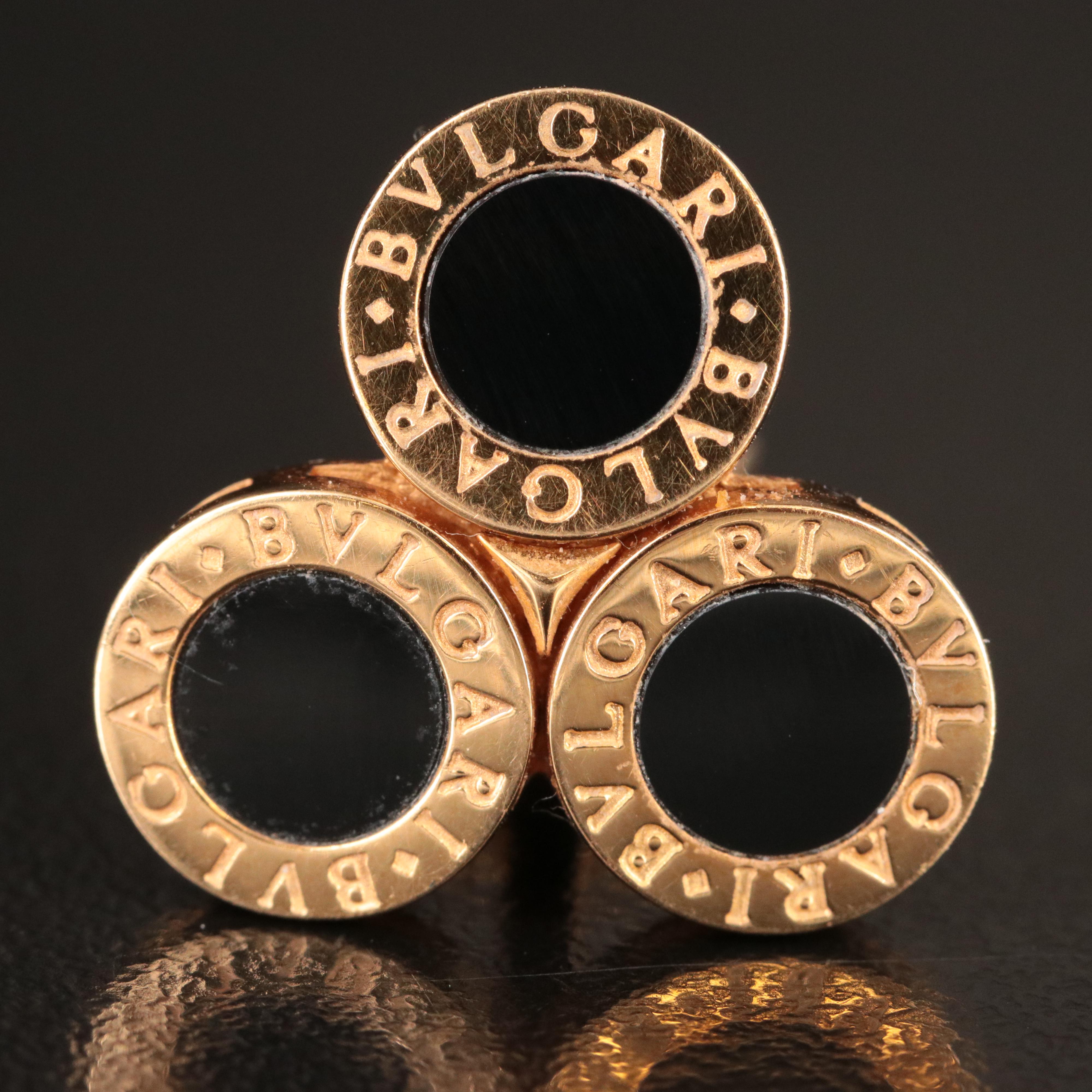 Bulgari BVLGARI 18K Black Onyx Triple Circle Clip Earrings