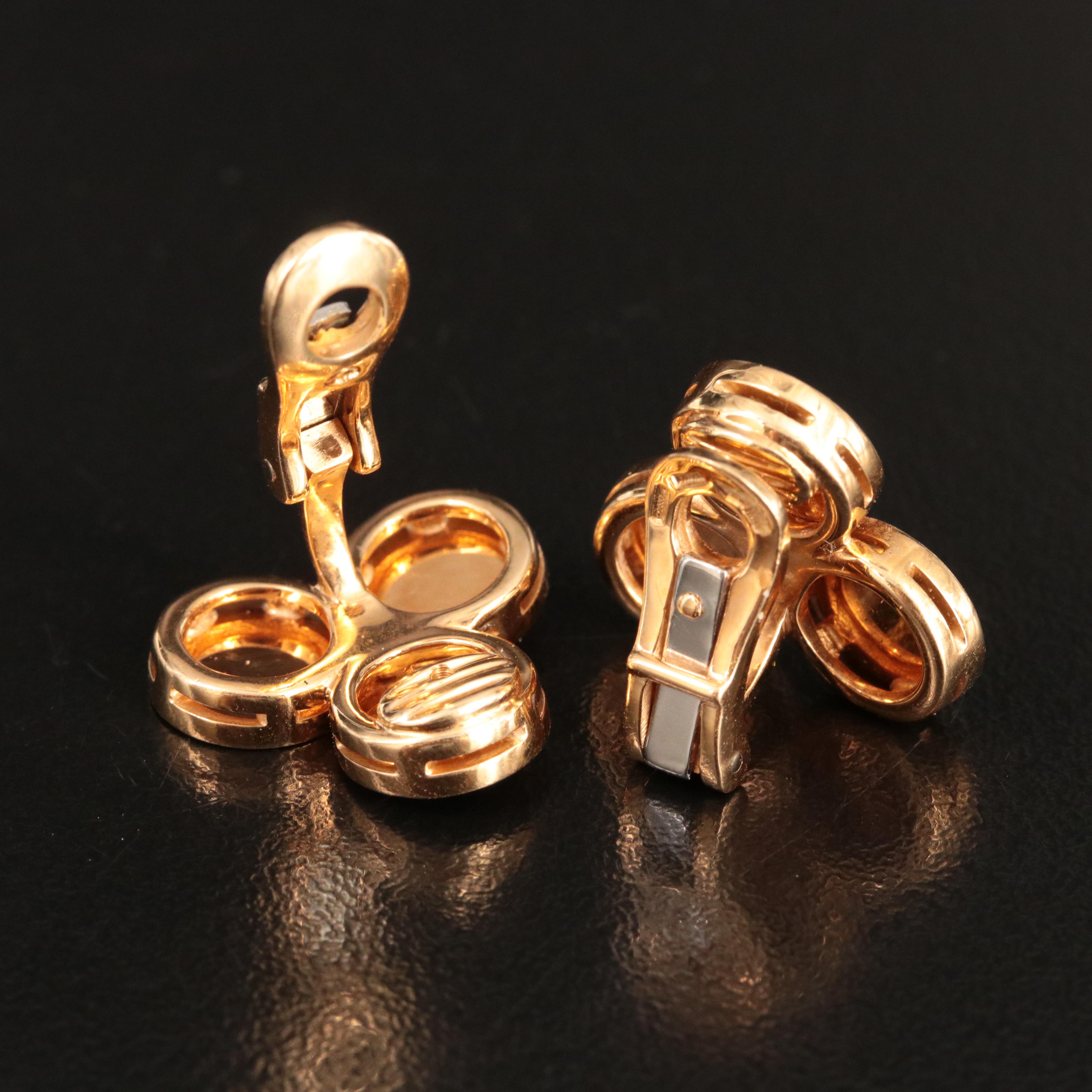 Bulgari BVLGARI 18K Black Onyx Triple Circle Clip Earrings