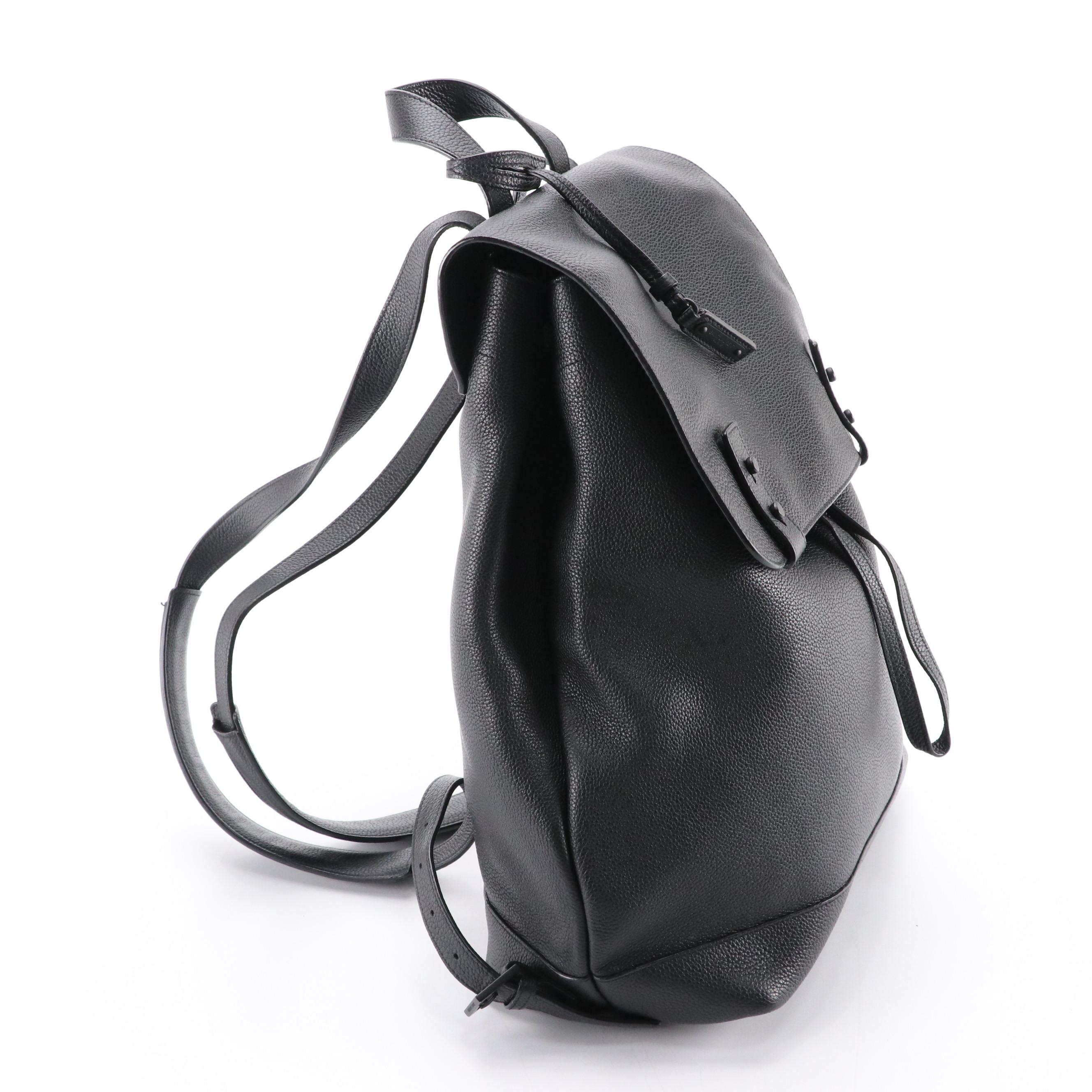 Saint Laurent of Paris Black Grain Leather Backpack