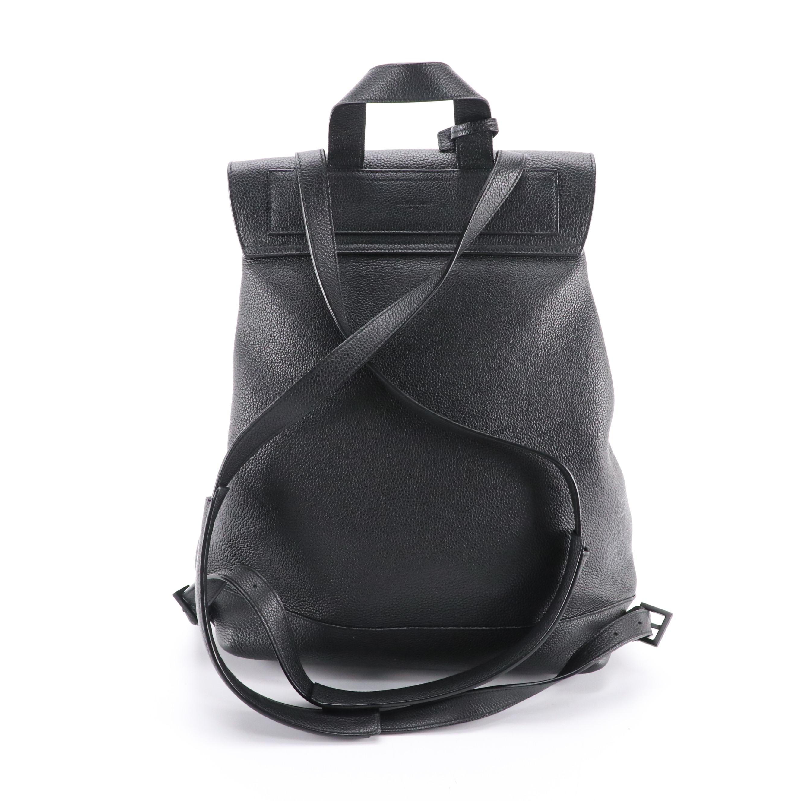 Saint Laurent of Paris Black Grain Leather Backpack