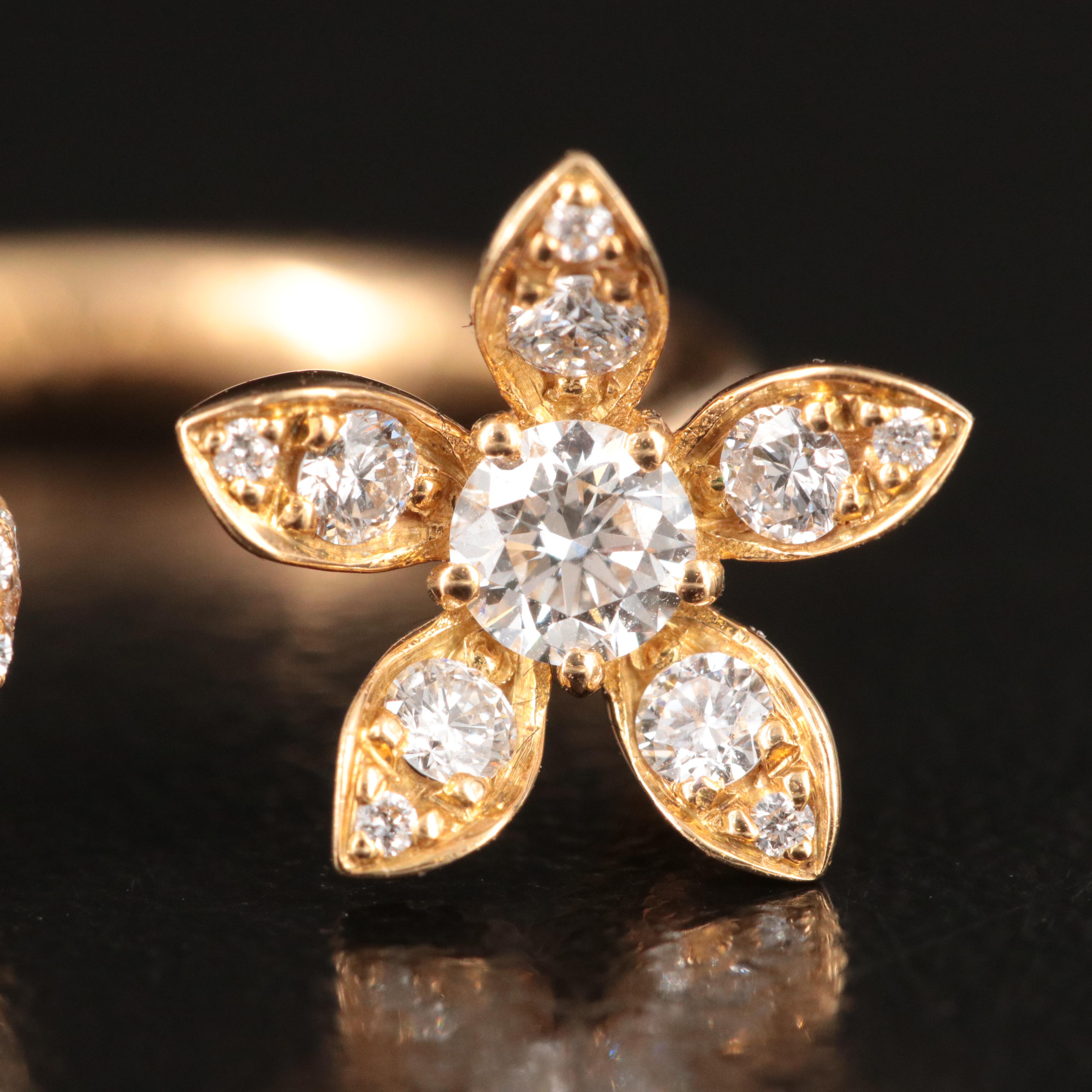 Gucci Flora 18K 0.55 CTW Diamond GG Logo Open Ring