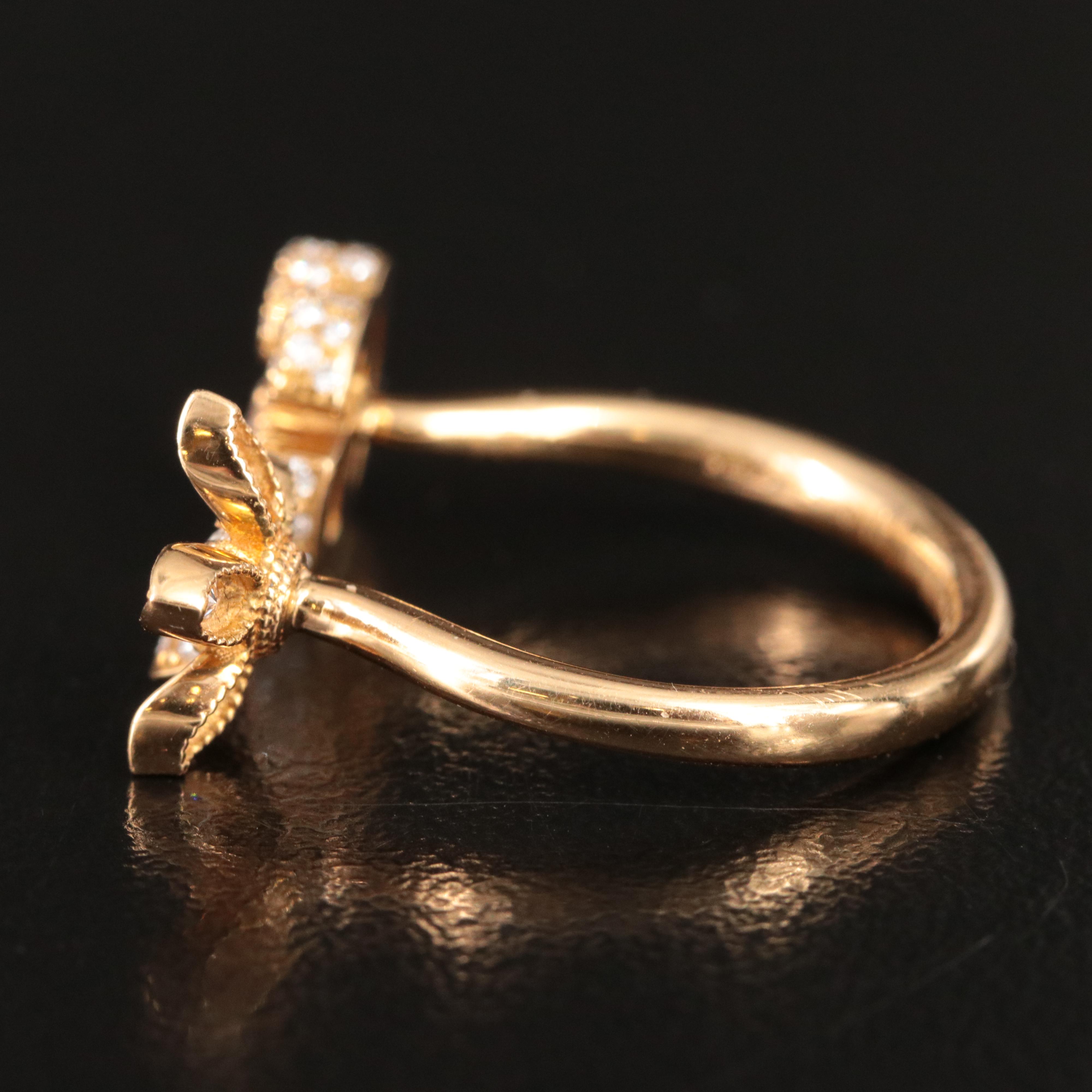 Gucci Flora 18K 0.55 CTW Diamond GG Logo Open Ring