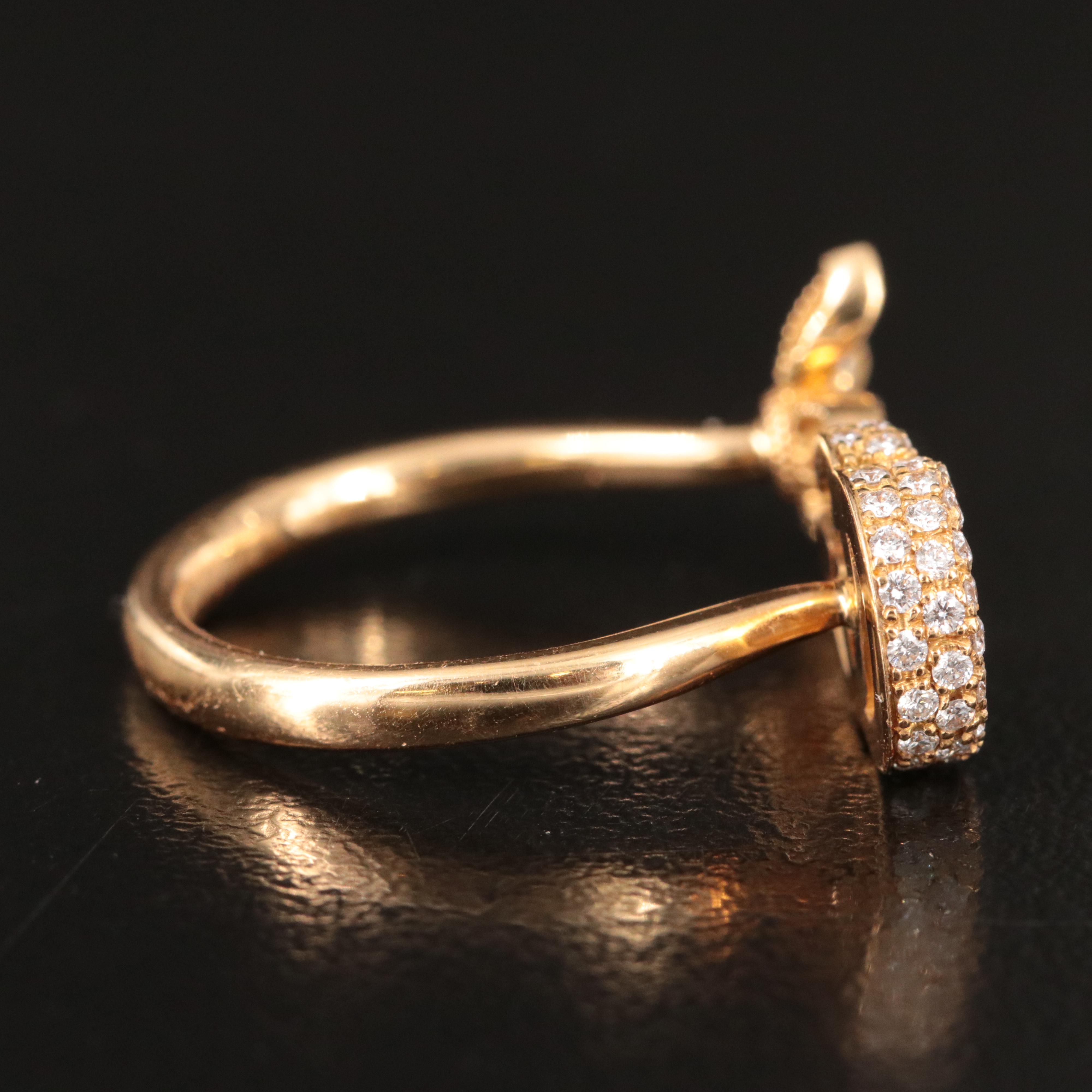 Gucci Flora 18K 0.55 CTW Diamond GG Logo Open Ring