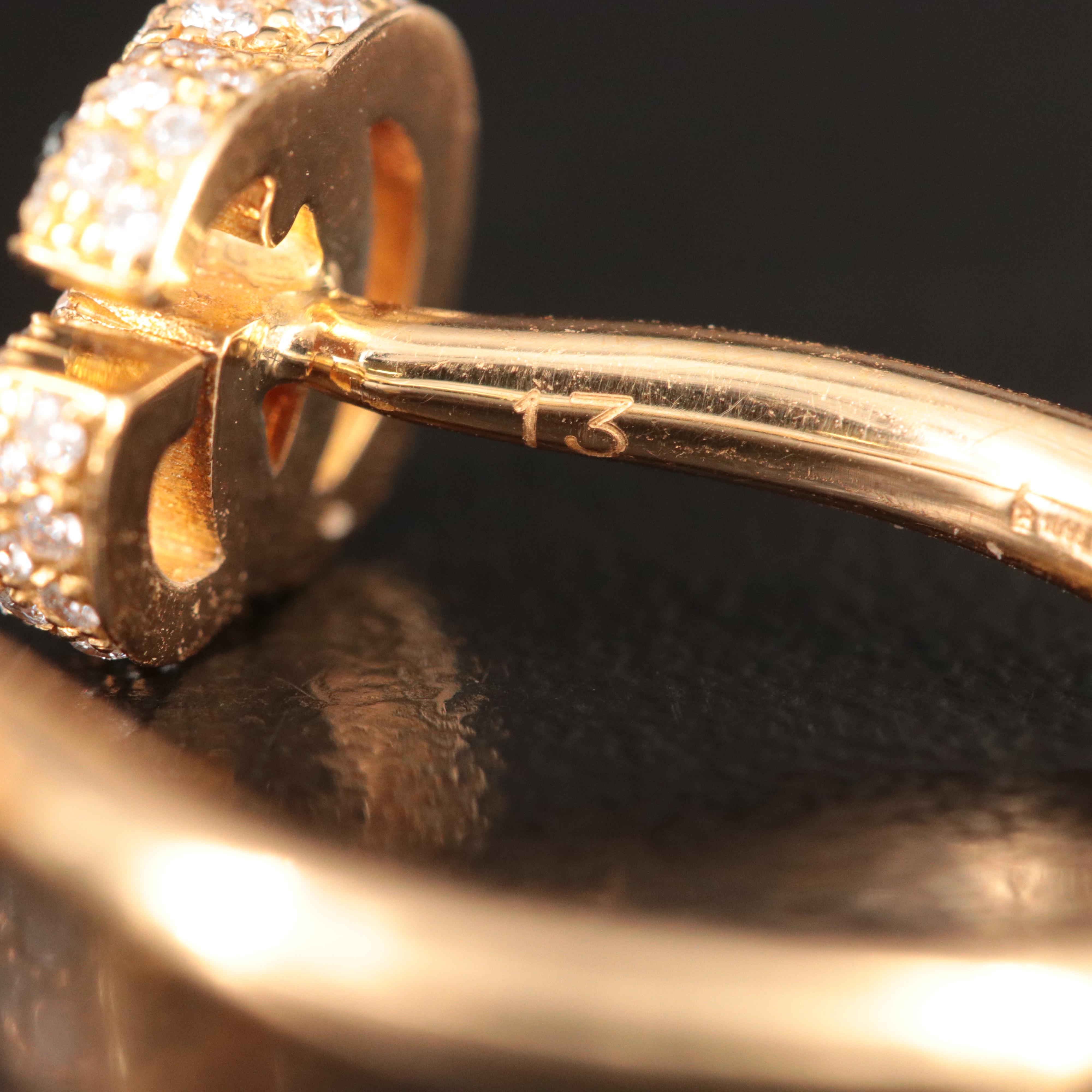 Gucci Flora 18K 0.55 CTW Diamond GG Logo Open Ring