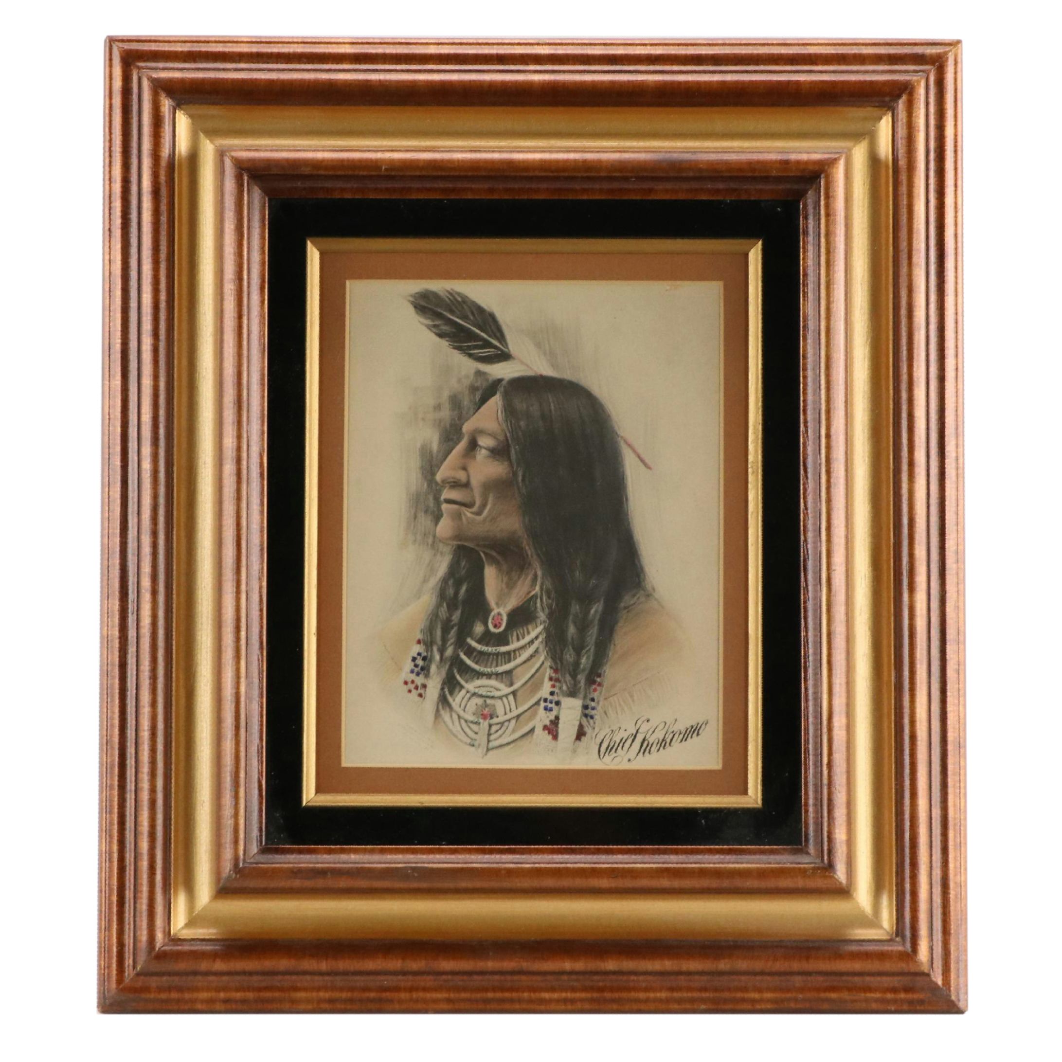 Native American Portrait Hand-Colored Collotype of Chief Kokomo