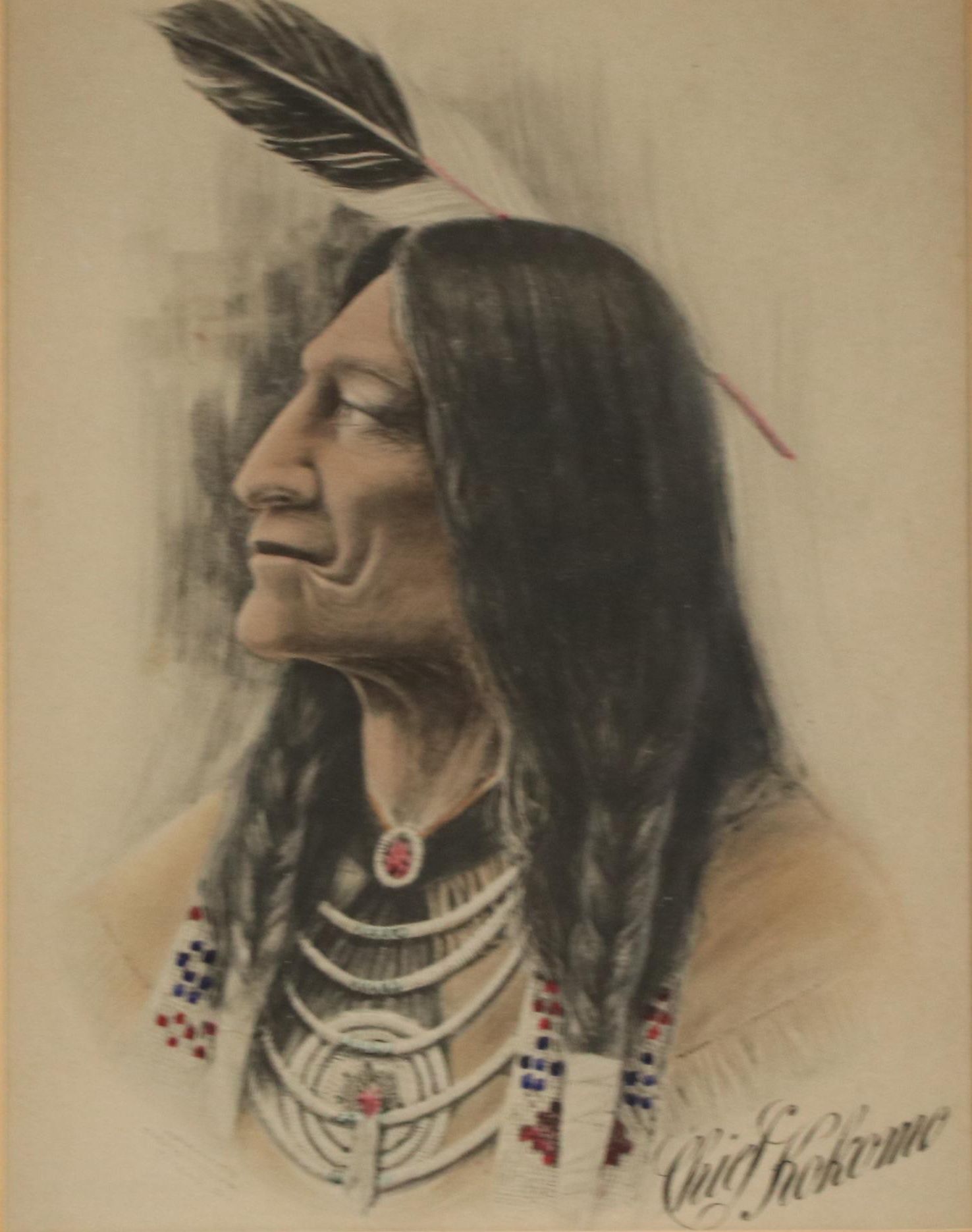 Native American Portrait Hand-Colored Collotype of Chief Kokomo