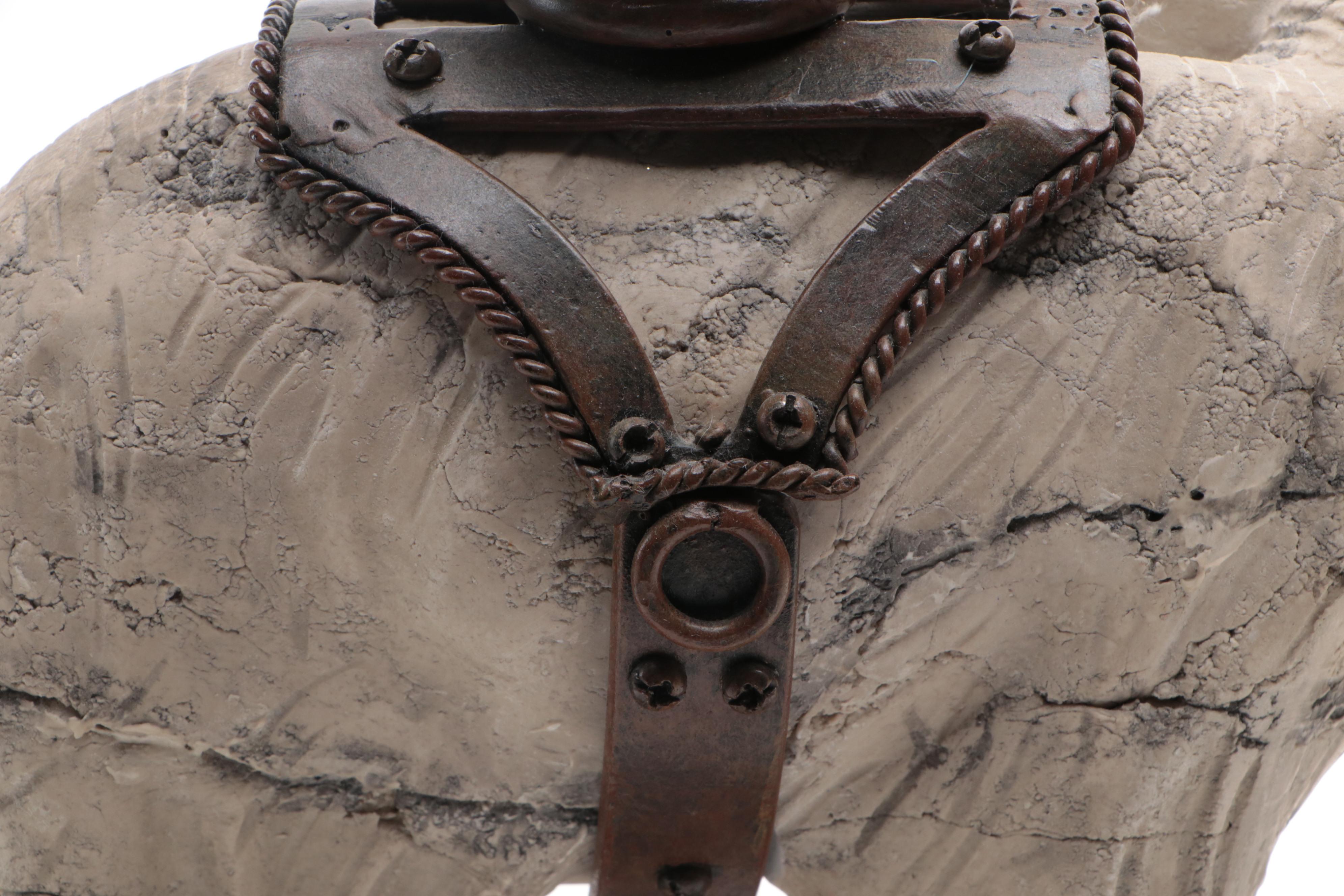 Faux Stone Composite Elephant and Metal Display Globe