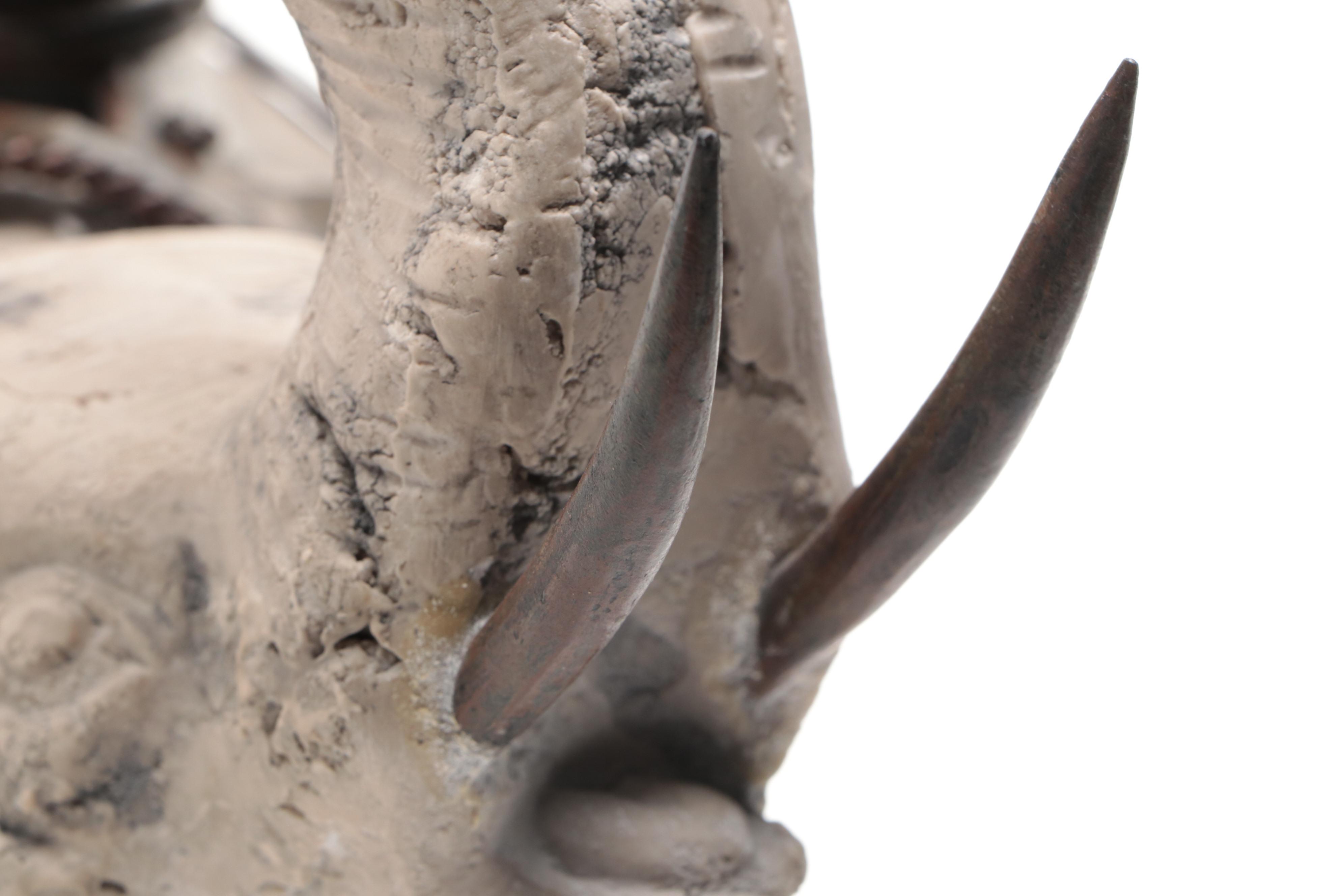 Faux Stone Composite Elephant and Metal Display Globe